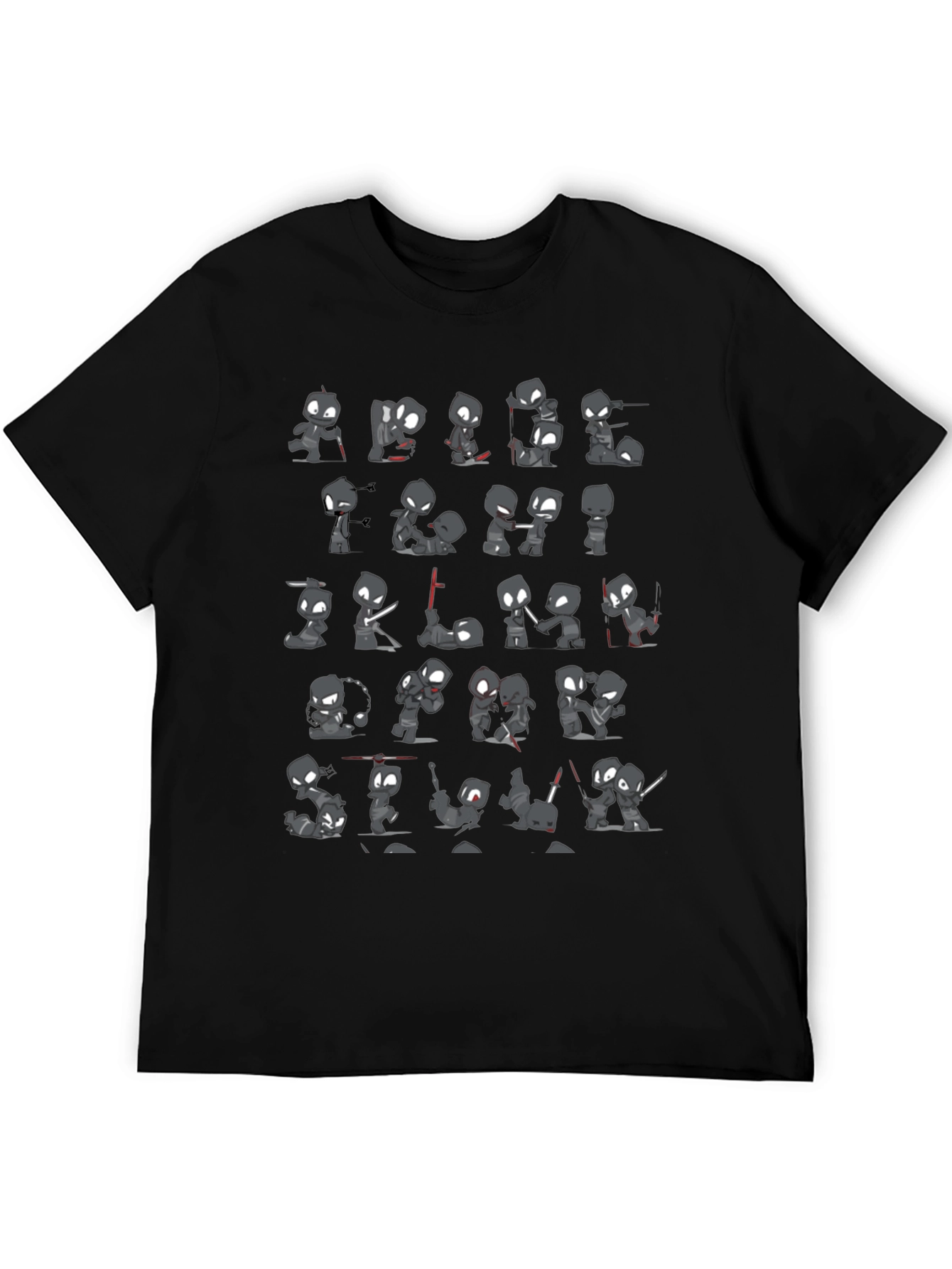 Ninja Stick Figures Black T-Shirt