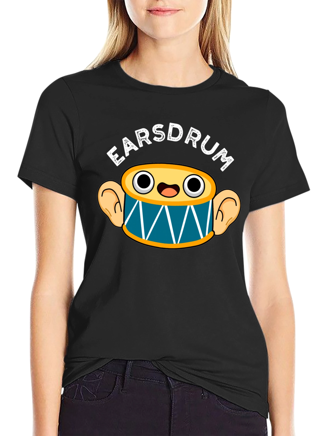 Earsdrum Graphic Black T-Shirt Funny Music Lover Tee