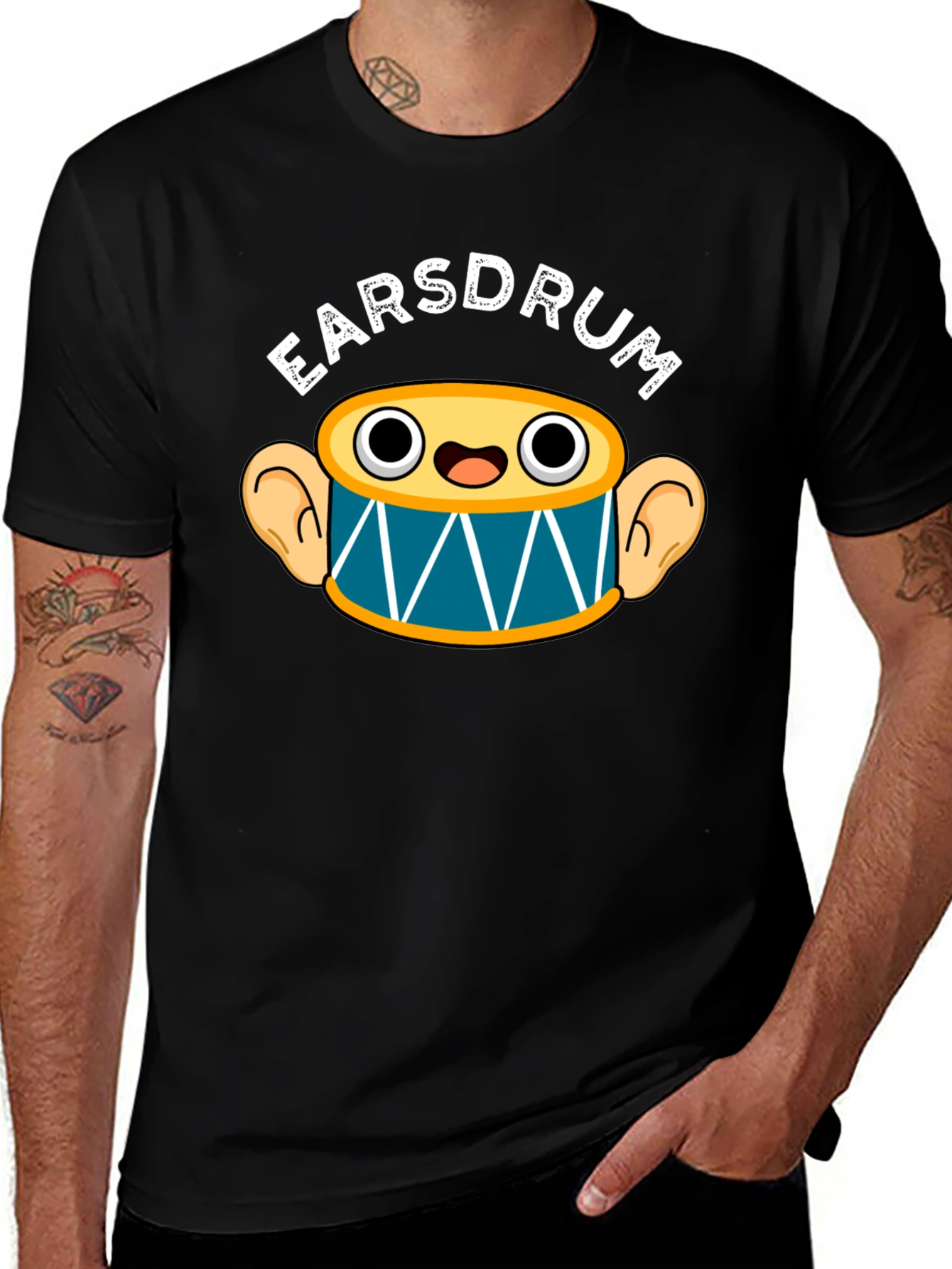 Earsdrum Graphic Black T-Shirt Funny Music Lover Tee