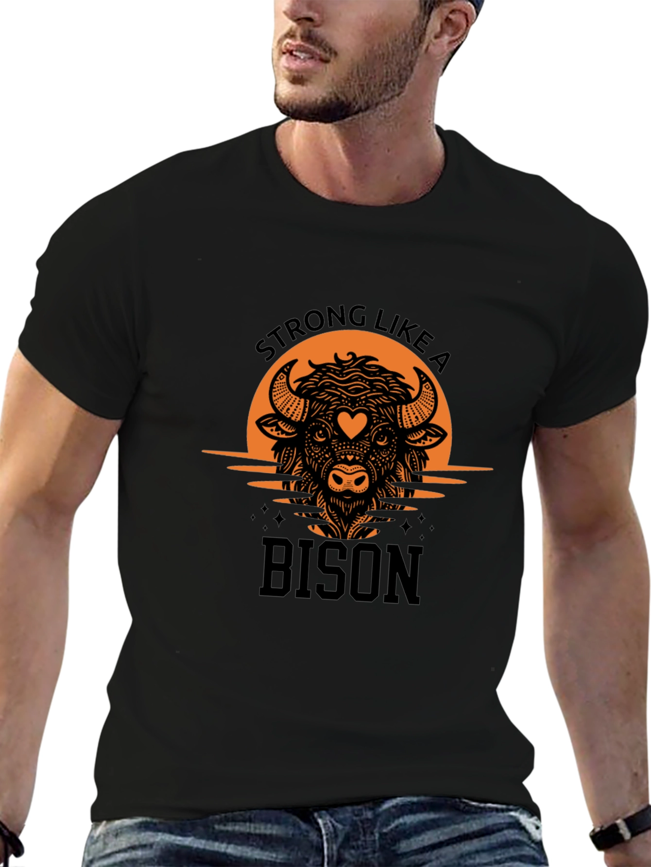 Strong Like a Bison Graphic Tee - Black