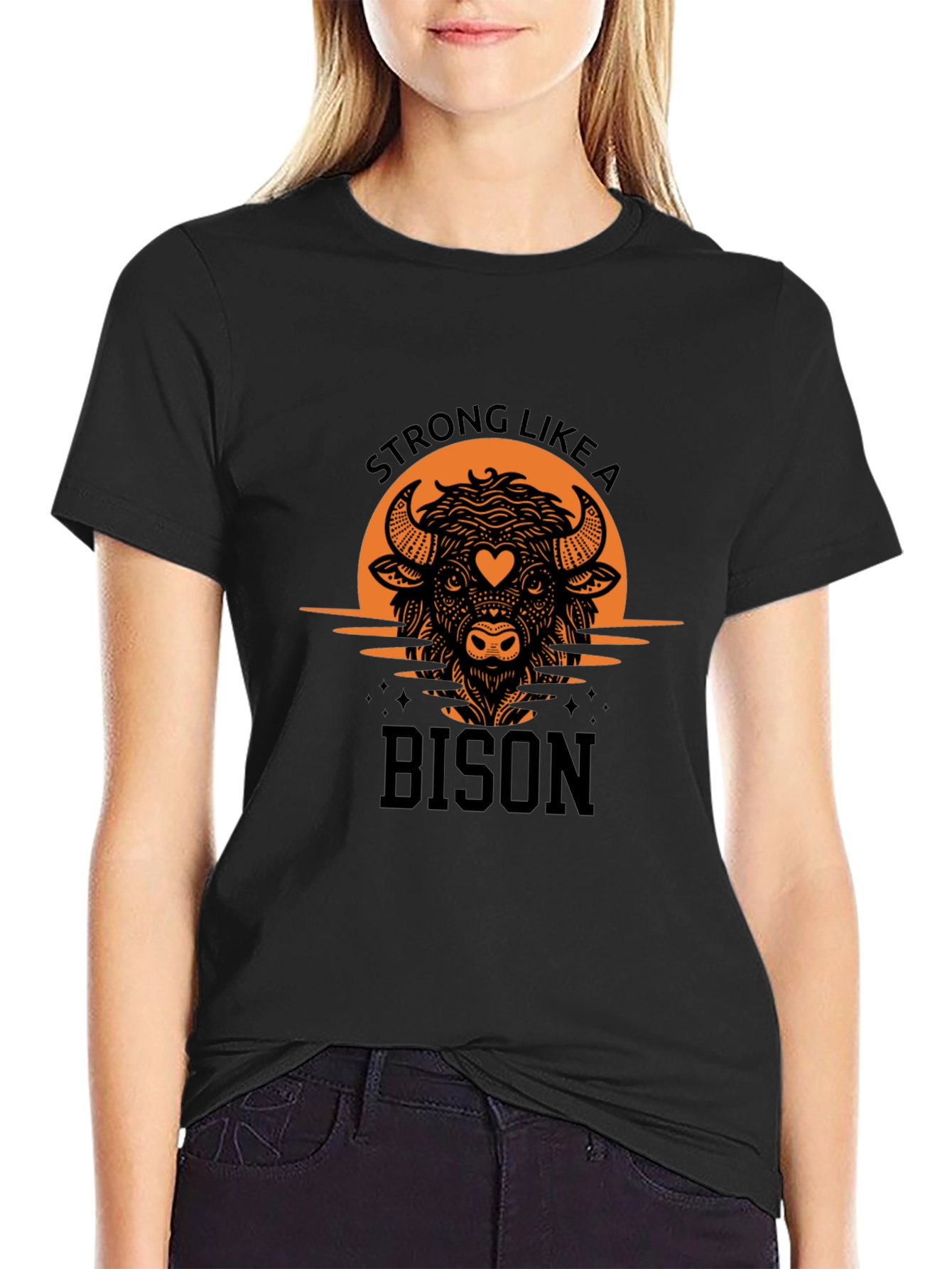 Strong Like a Bison Graphic Tee - Black