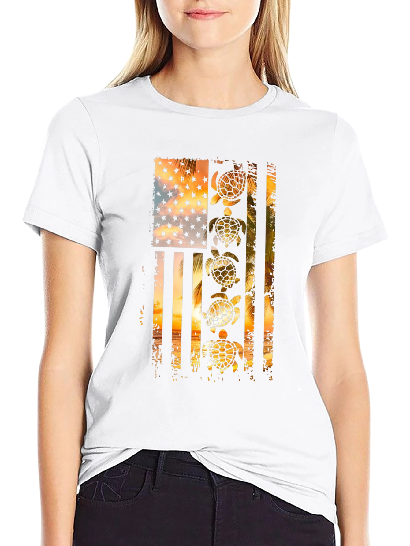 American Flag Sea Turtle Graphic Tee