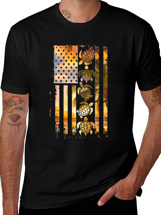 American Flag Sea Turtle Graphic Tee