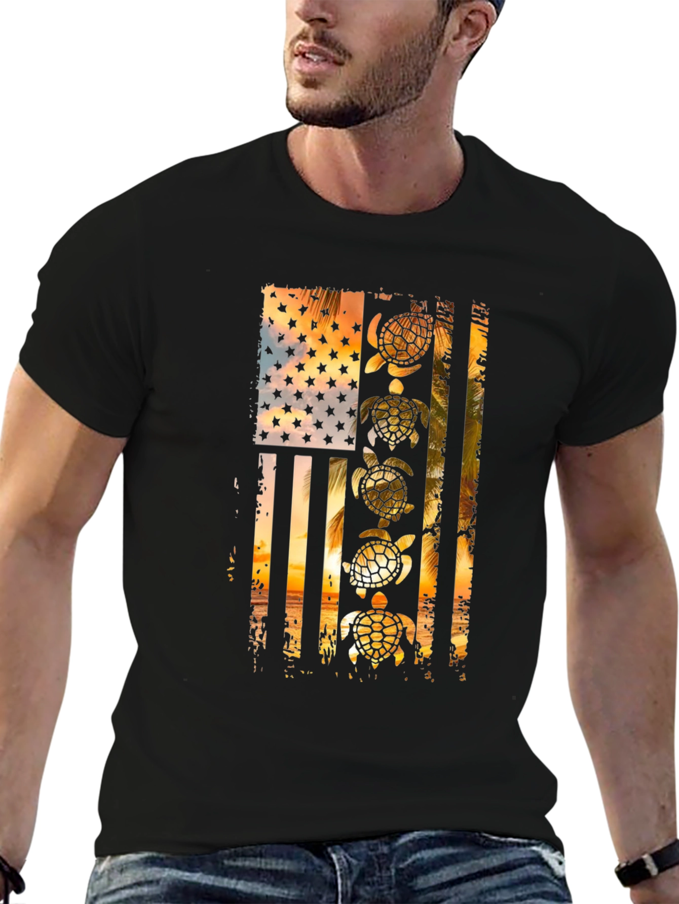 American Flag Sea Turtle Graphic Tee