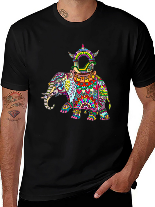 Colorful Elephant Graphic Tee - Unique Design