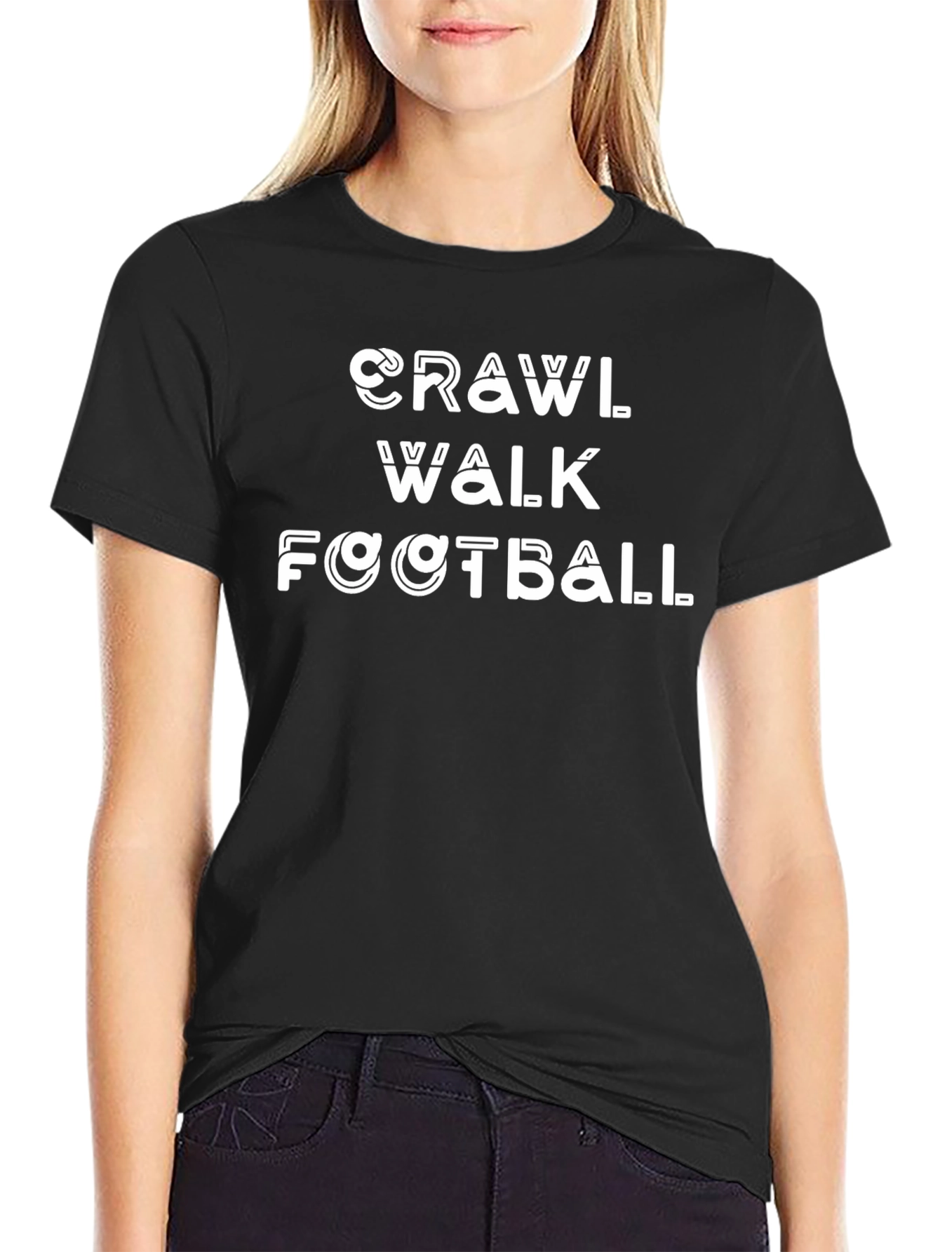 Crawl Walk Football Graphic T-Shirt - Black