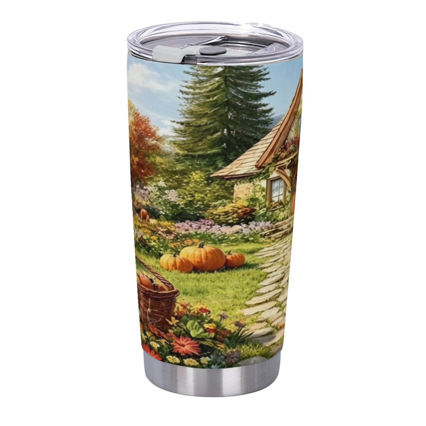 Charming Spring Cottage With Pink Tulip Garden 20oz Insulated Tumbler