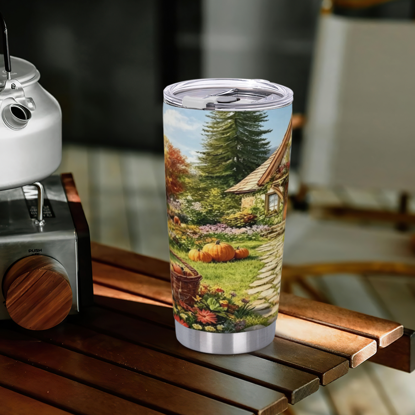 Charming Spring Cottage With Pink Tulip Garden 20oz Insulated Tumbler