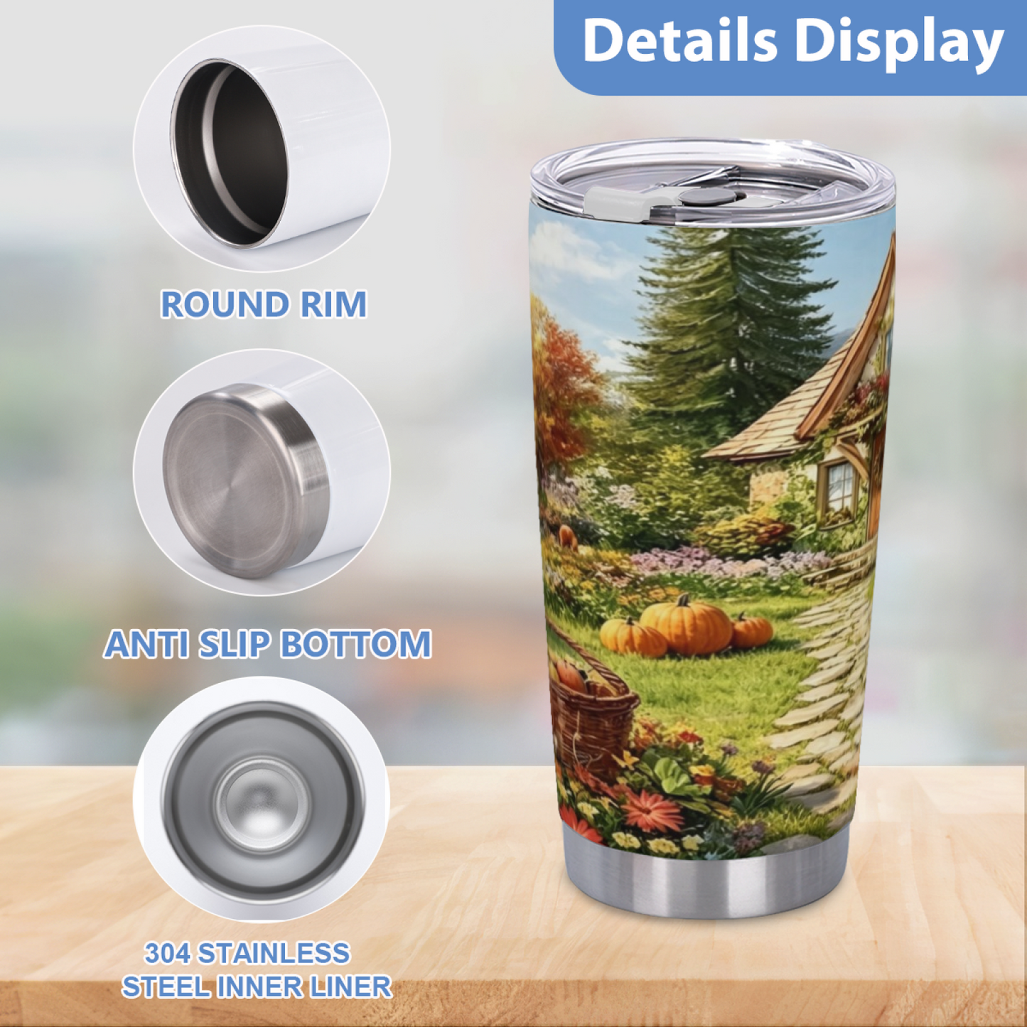 Charming Spring Cottage With Pink Tulip Garden 20oz Insulated Tumbler