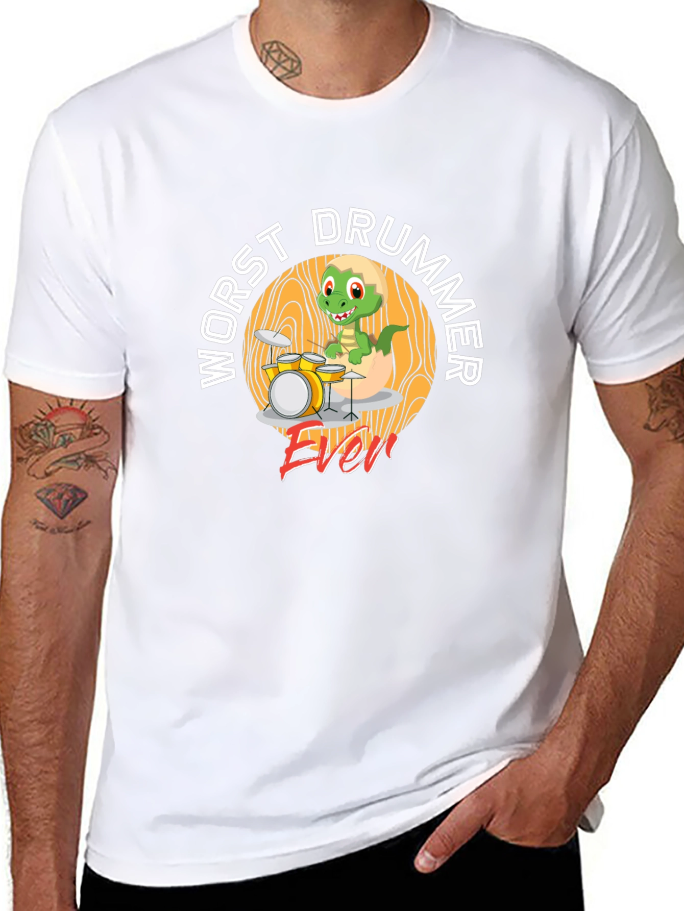 Worst Drummer Ever Dinosaur T-Shirt