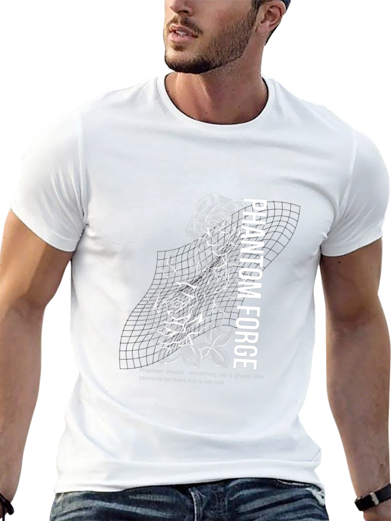 Phantom Forge Black Graphic T-Shirt - Rose Design