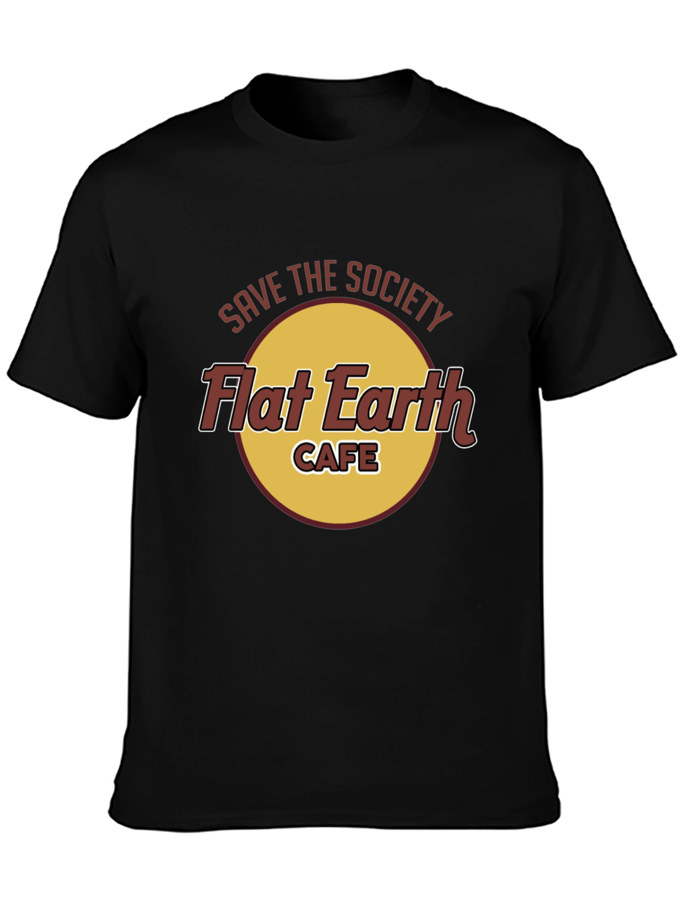 Save the Society Flat Earth Cafe Black T-Shirt