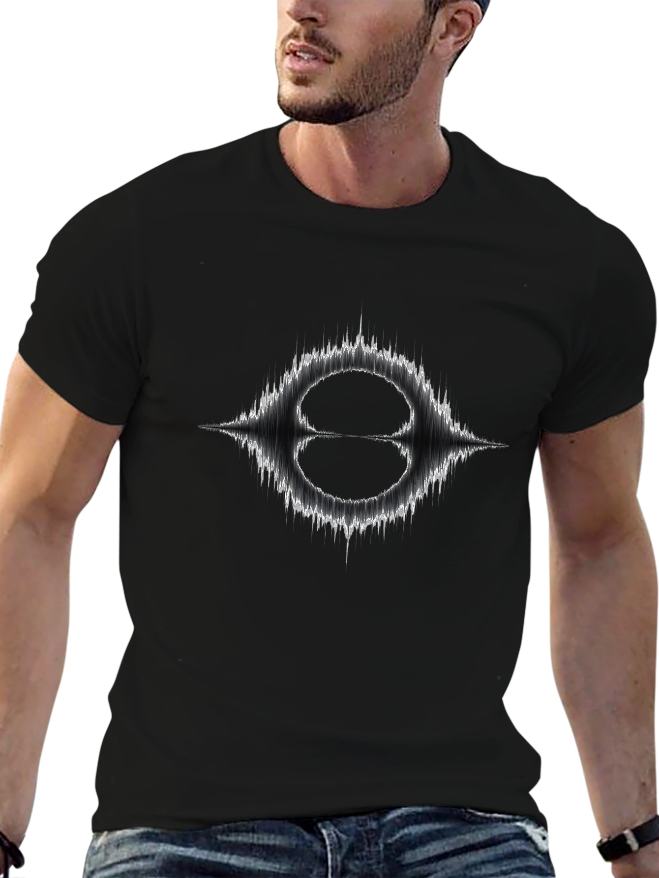 Abstract Soundwave Graphic T-Shirt - Modern Black Tee