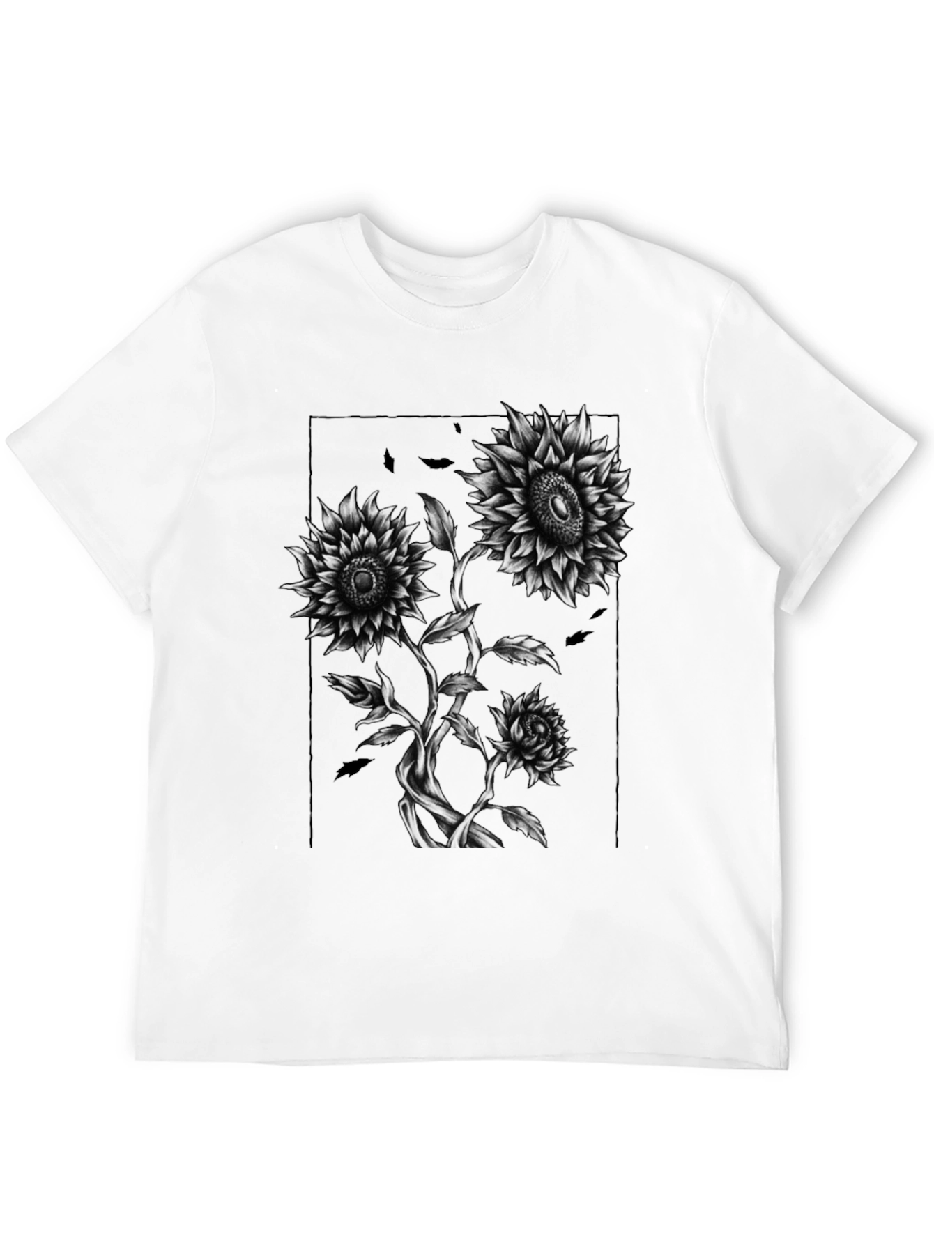 Sunflower Graphic Print Black T-Shirt