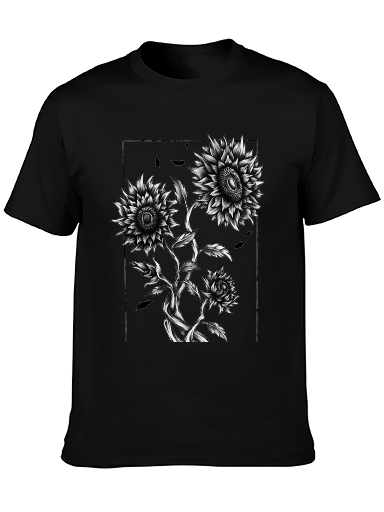 Sunflower Graphic Print Black T-Shirt