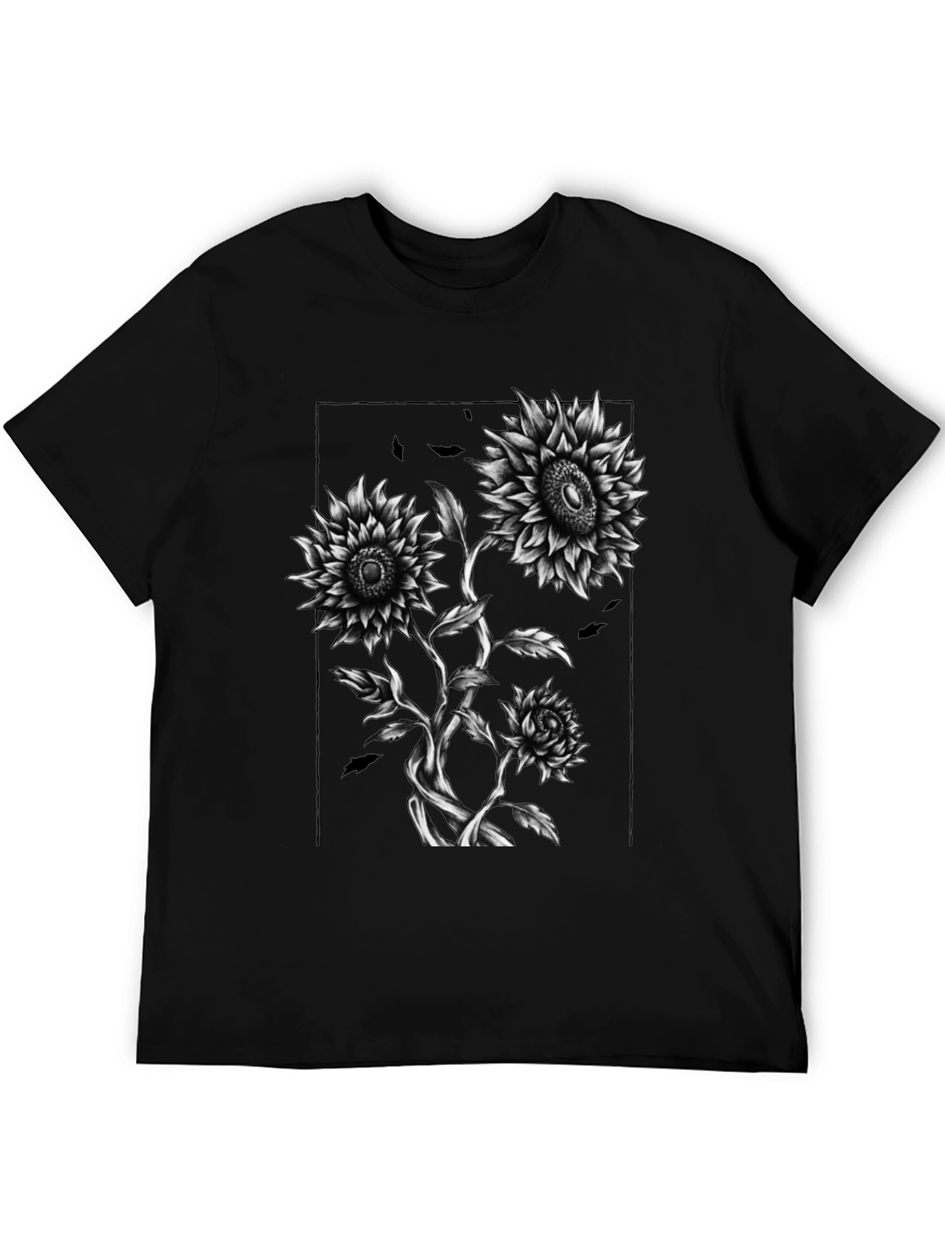 Sunflower Graphic Print Black T-Shirt