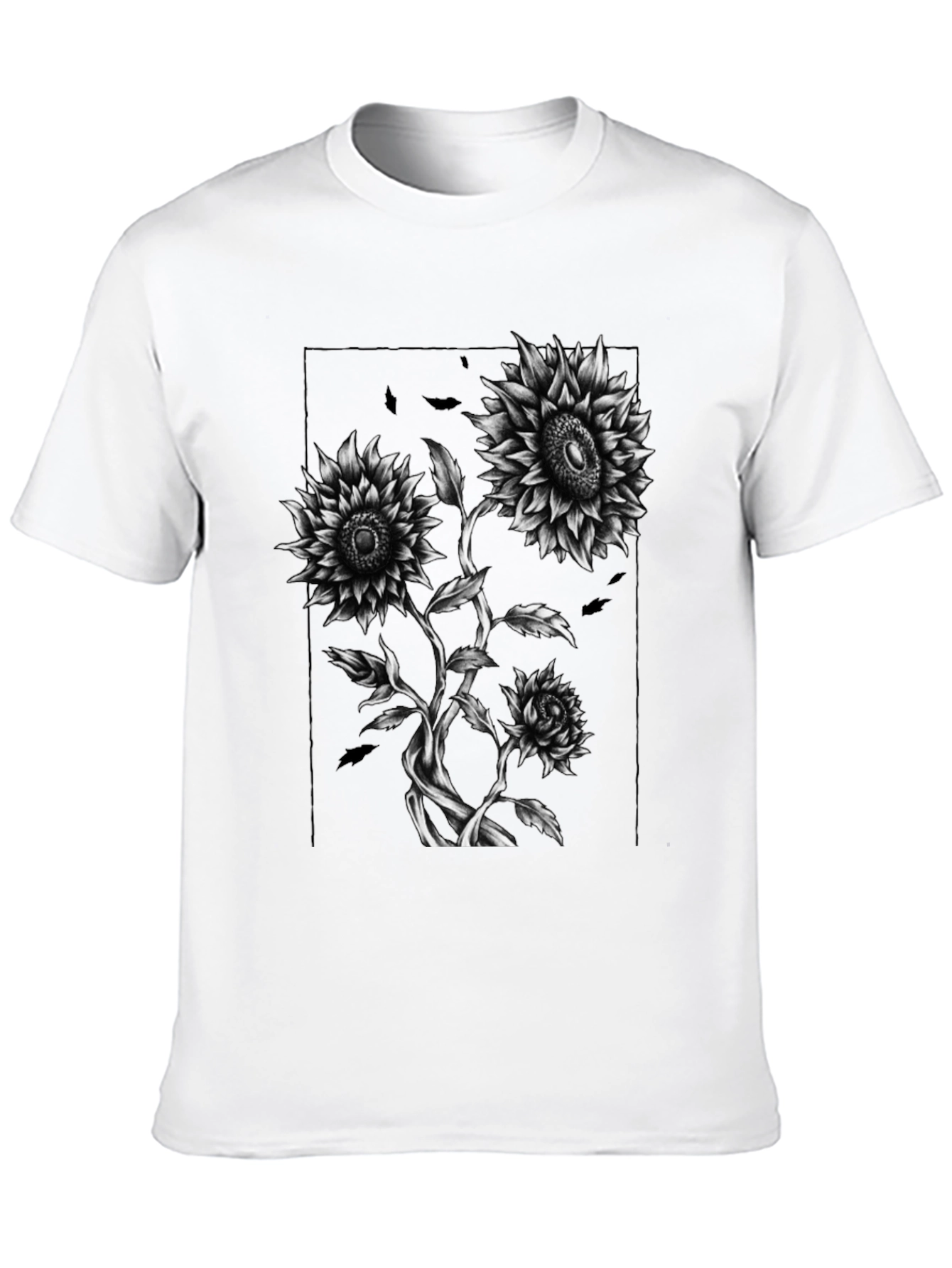 Sunflower Graphic Print Black T-Shirt