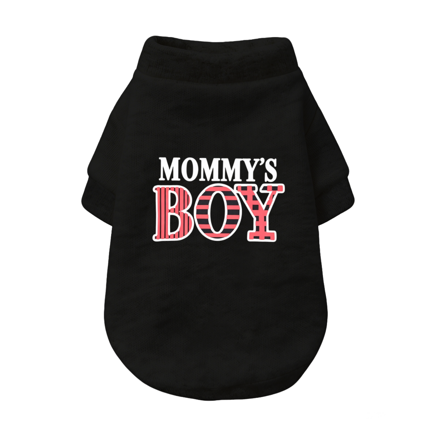 Pink Plaid Mommy's Boy Black Pet Sweater, Eye?Catching Boy Dog Outfit