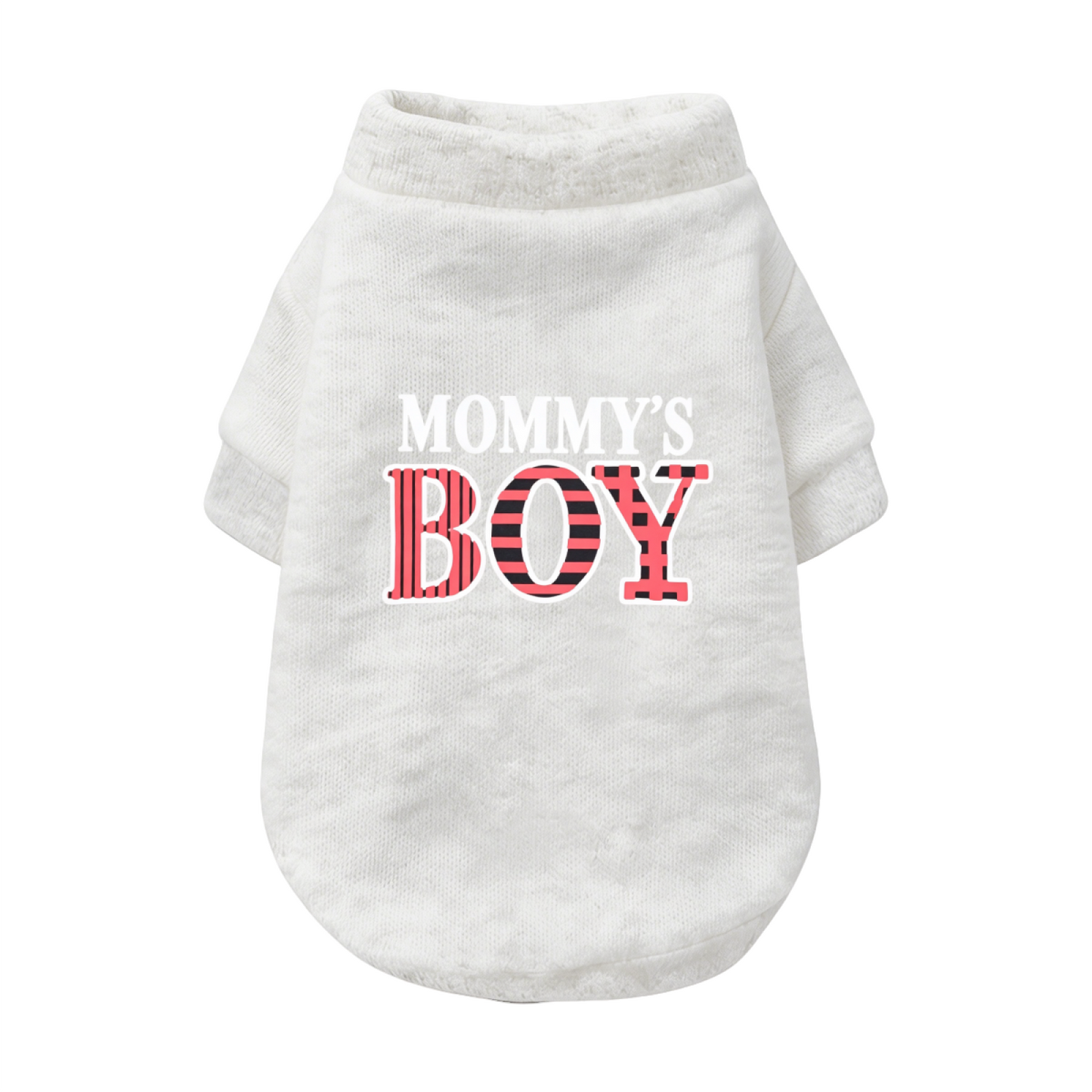 Pink Plaid Mommy's Boy Black Pet Sweater, Eye?Catching Boy Dog Outfit