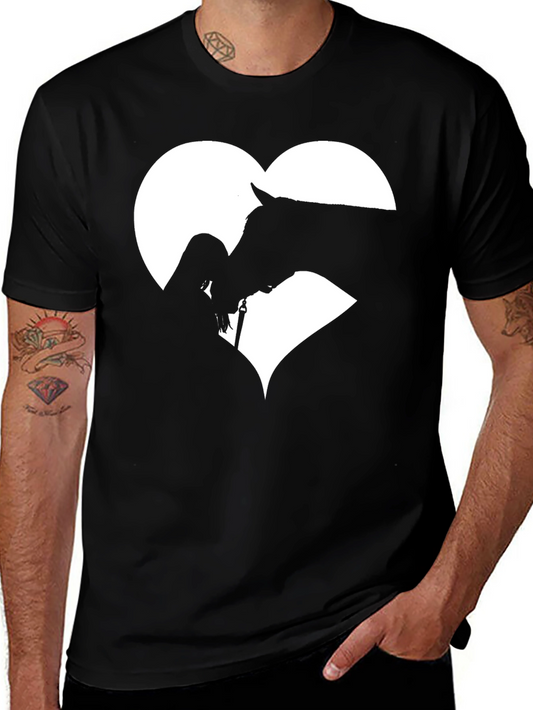 Horse & Rider Heart Graphic Tee - Equestrian Love Shirt