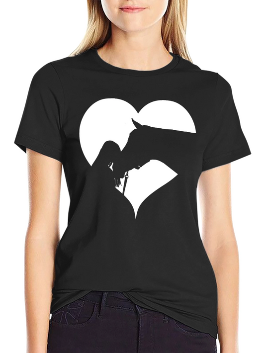 Horse & Rider Heart Graphic Tee - Equestrian Love Shirt