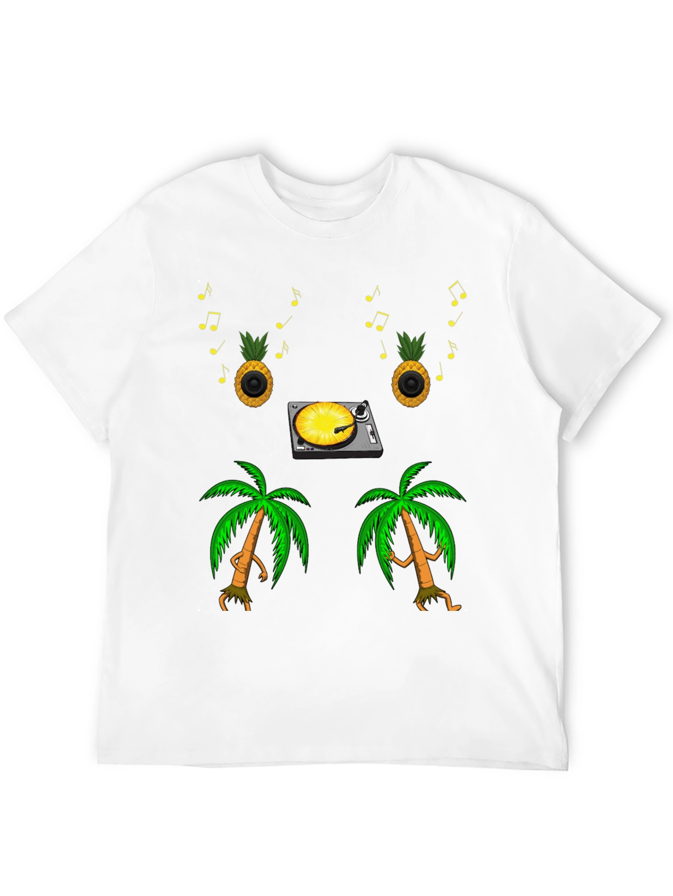 Tropical Vibe T-Shirt: Pineapple DJ & Palm Tree Dance