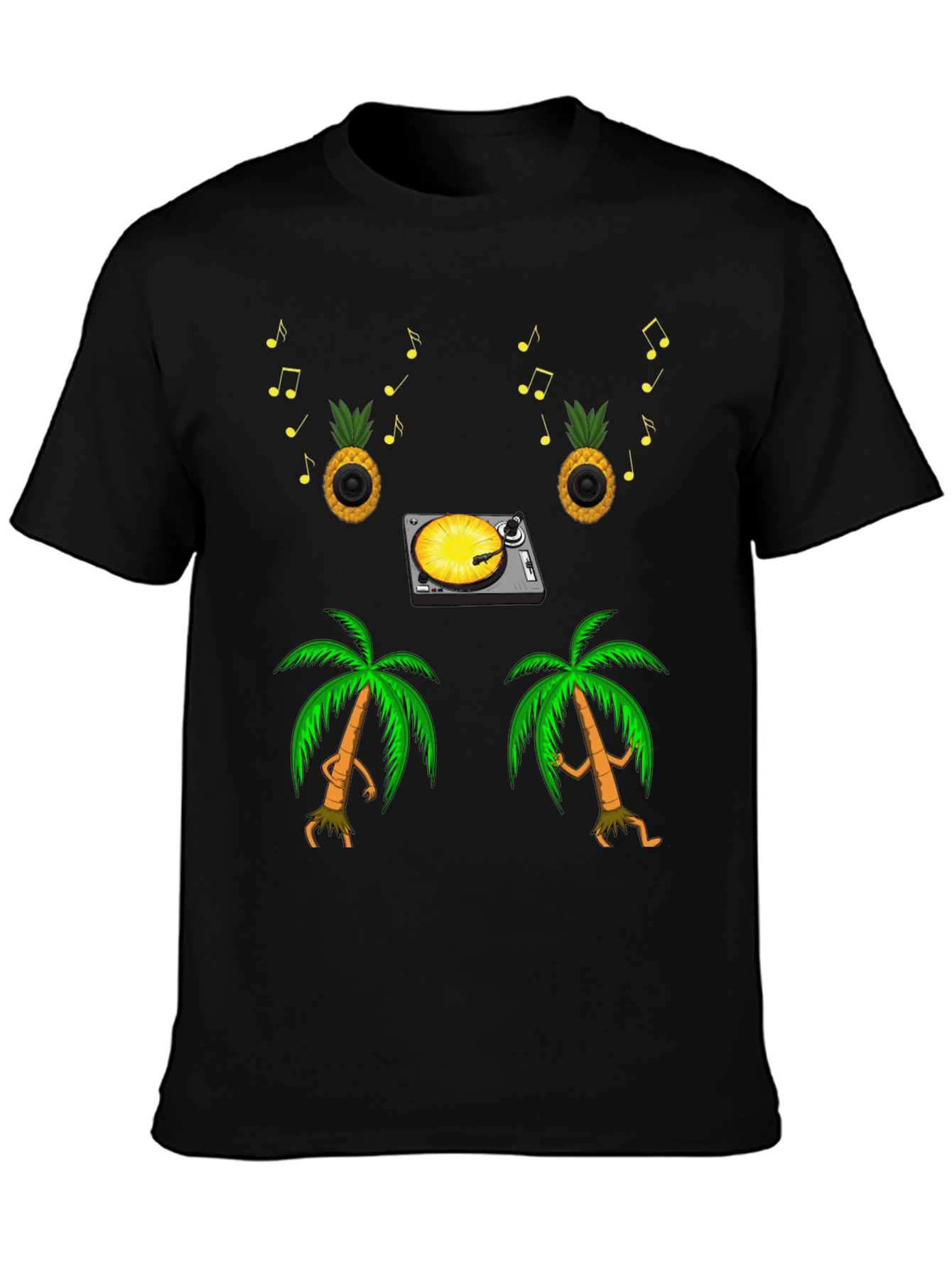 Tropical Vibe T-Shirt: Pineapple DJ & Palm Tree Dance