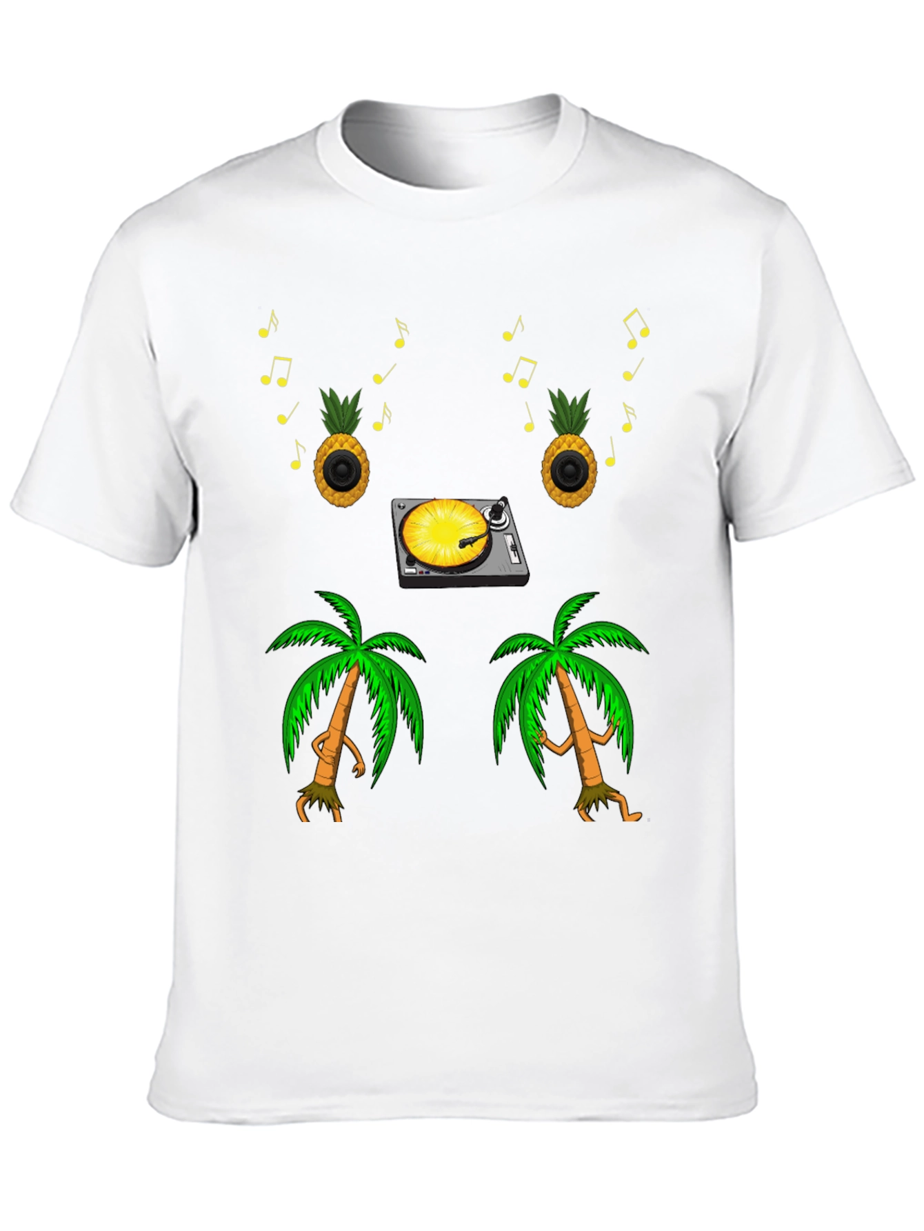 Tropical Vibe T-Shirt: Pineapple DJ & Palm Tree Dance
