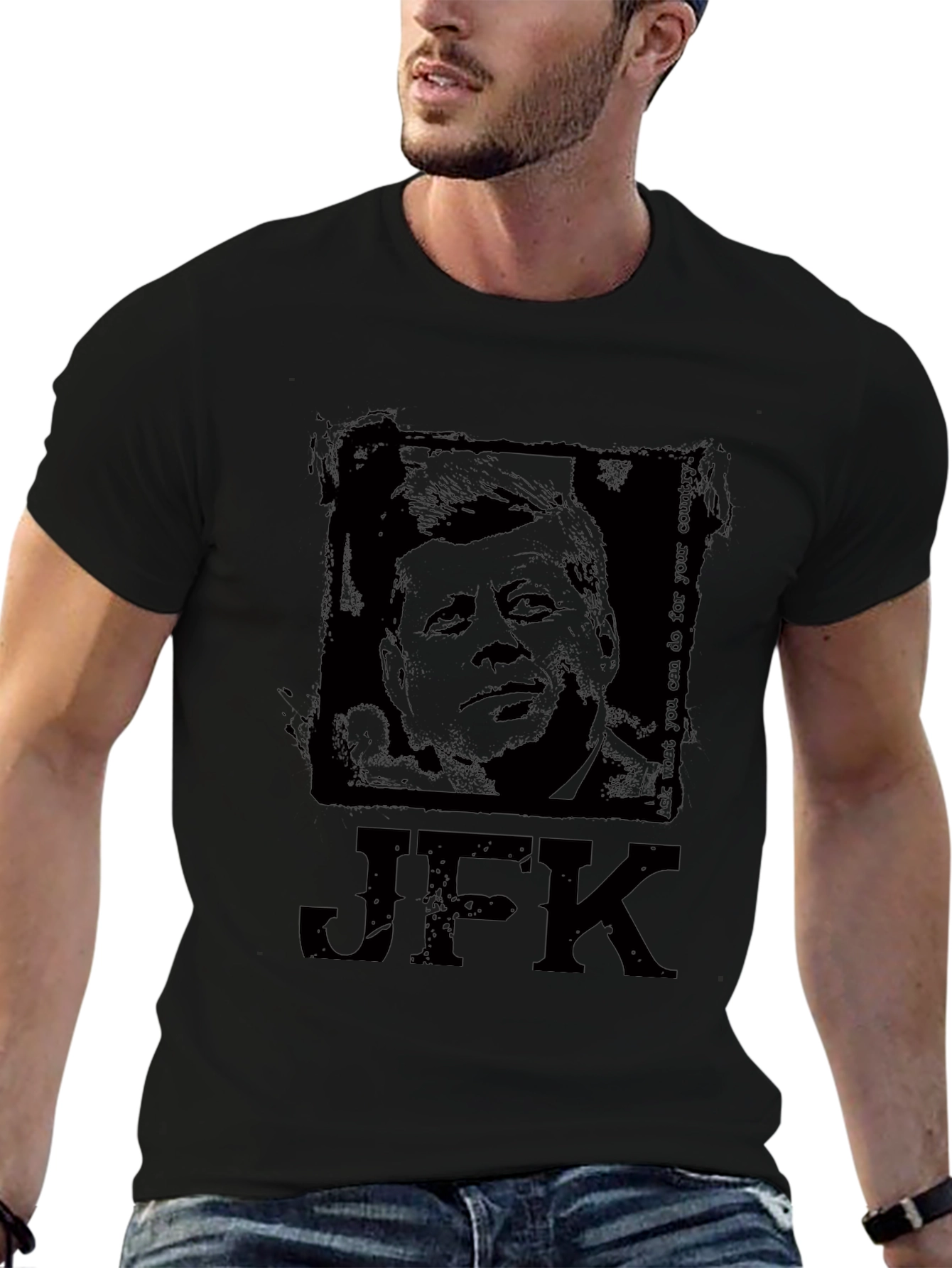 JFK Graphic Print Black T-Shirt