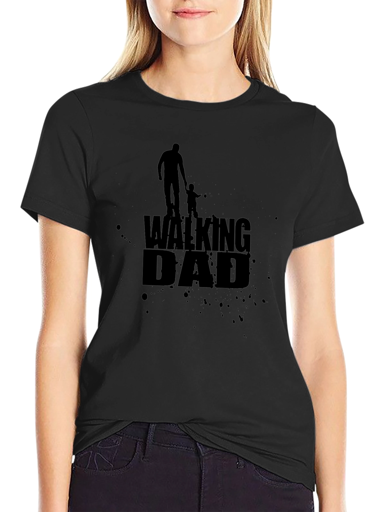 Walking Dad Black Graphic T-Shirt