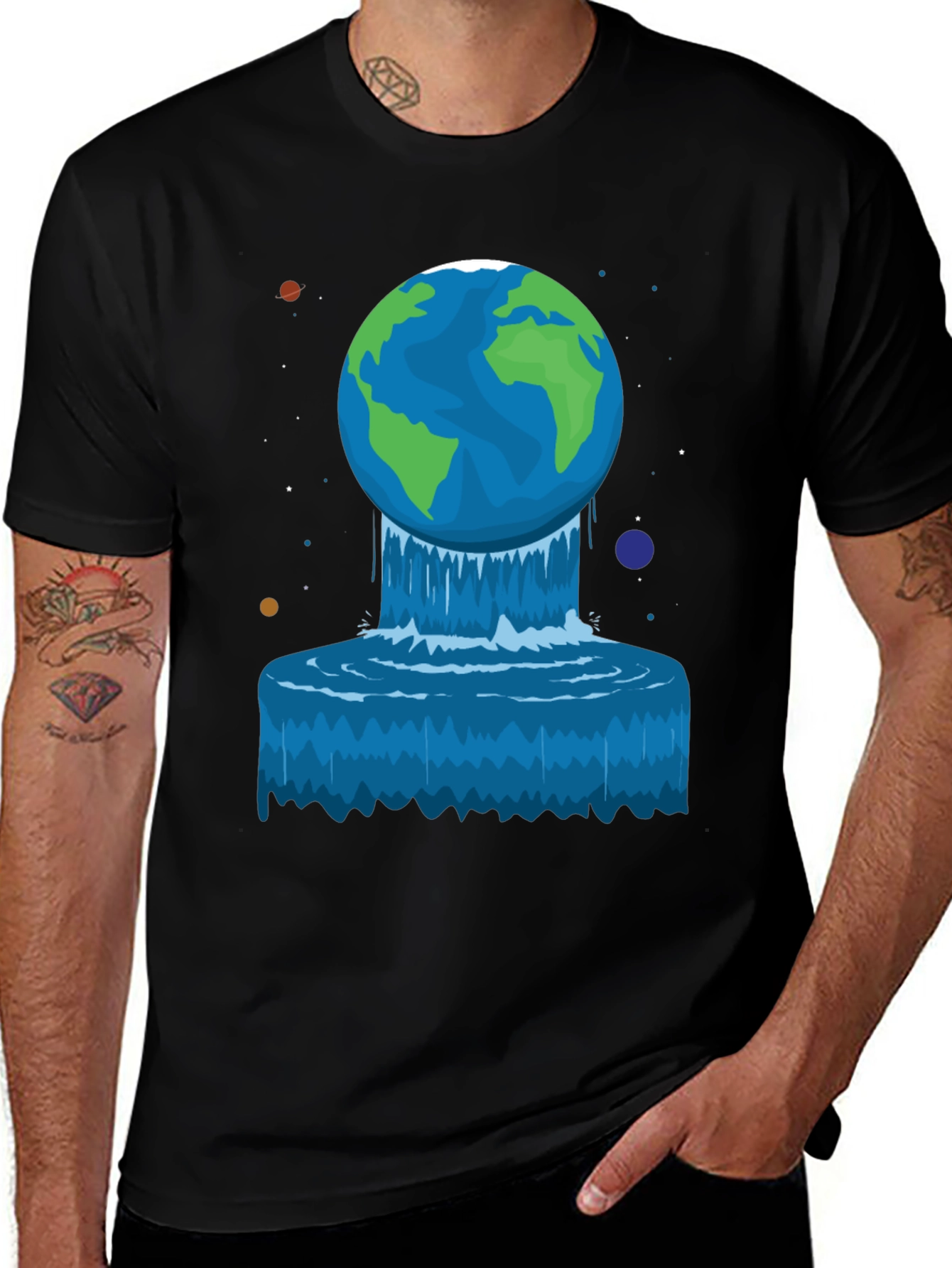 Earth Waterfall Graphic Tee - Unique Design!