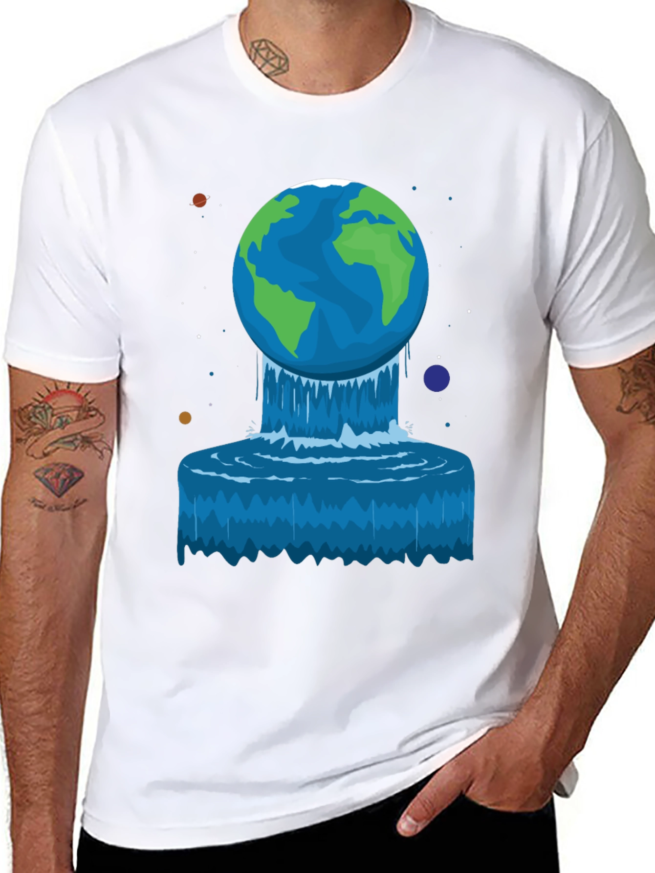 Earth Waterfall Graphic Tee - Unique Design!