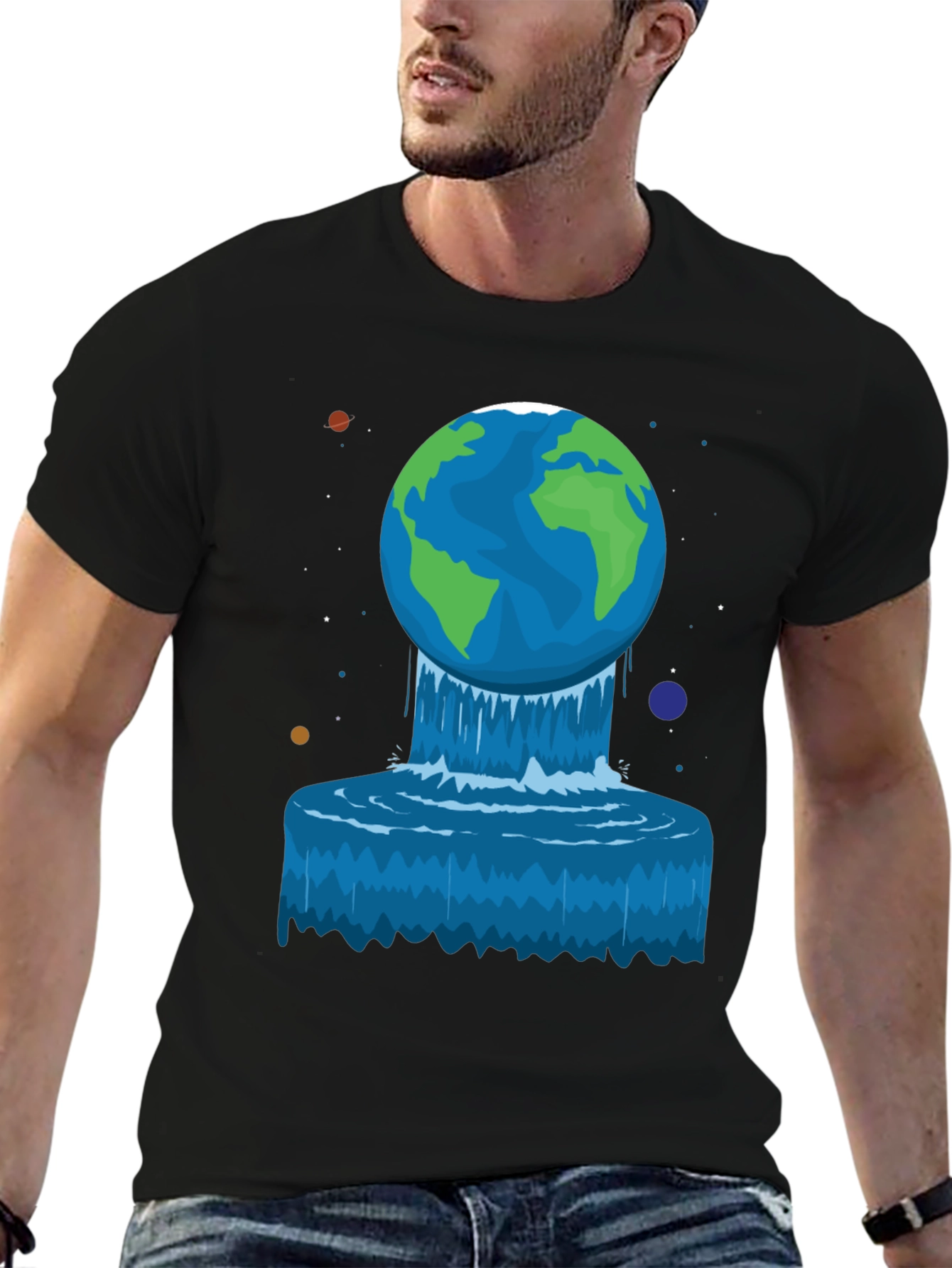 Earth Waterfall Graphic Tee - Unique Design!
