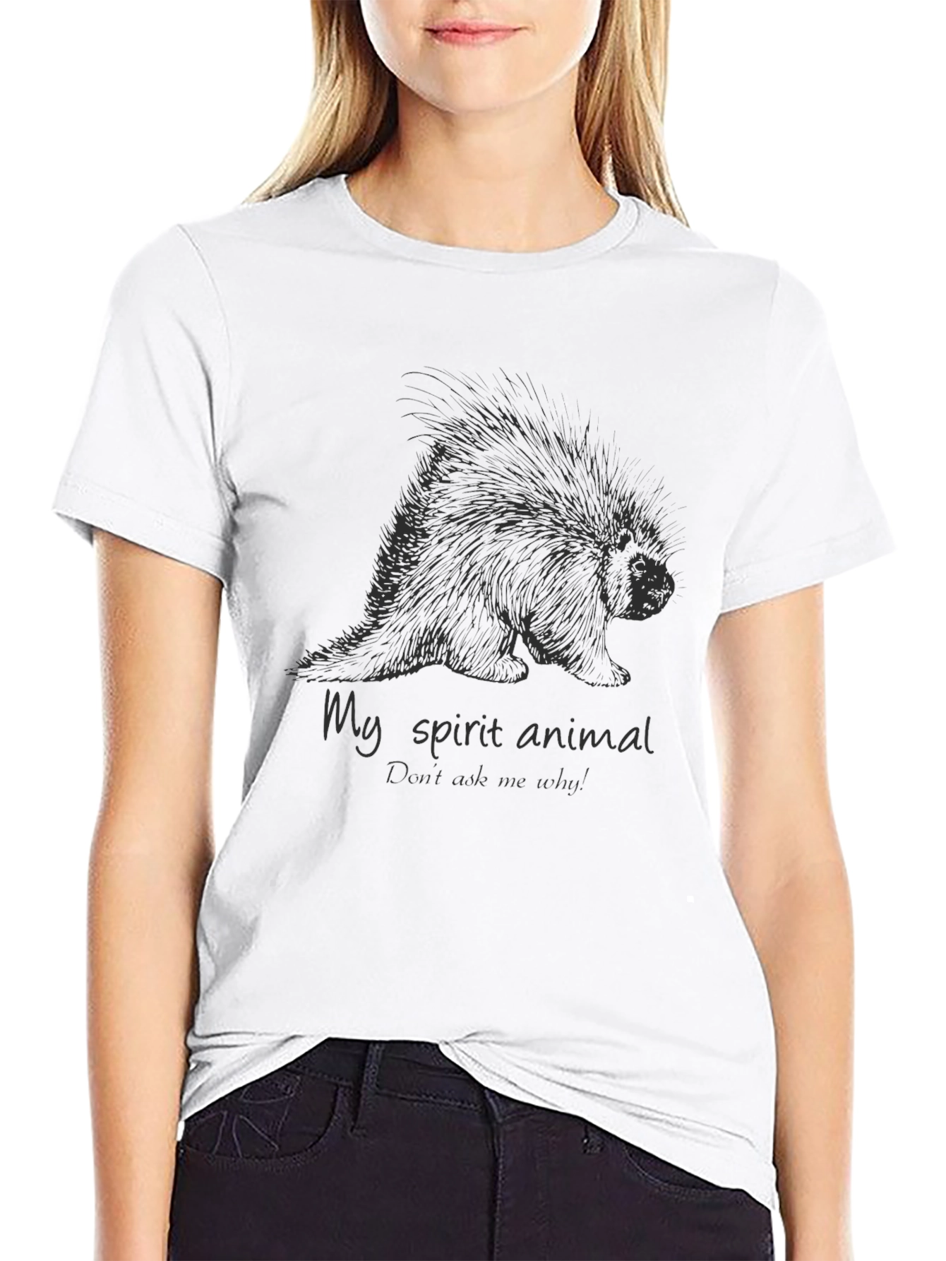 Porcupine Spirit Animal Graphic Tee - Black