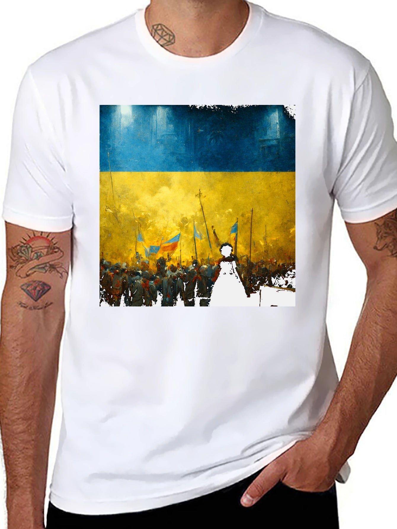 Ukraine Flag T-Shirt - Artistic Design