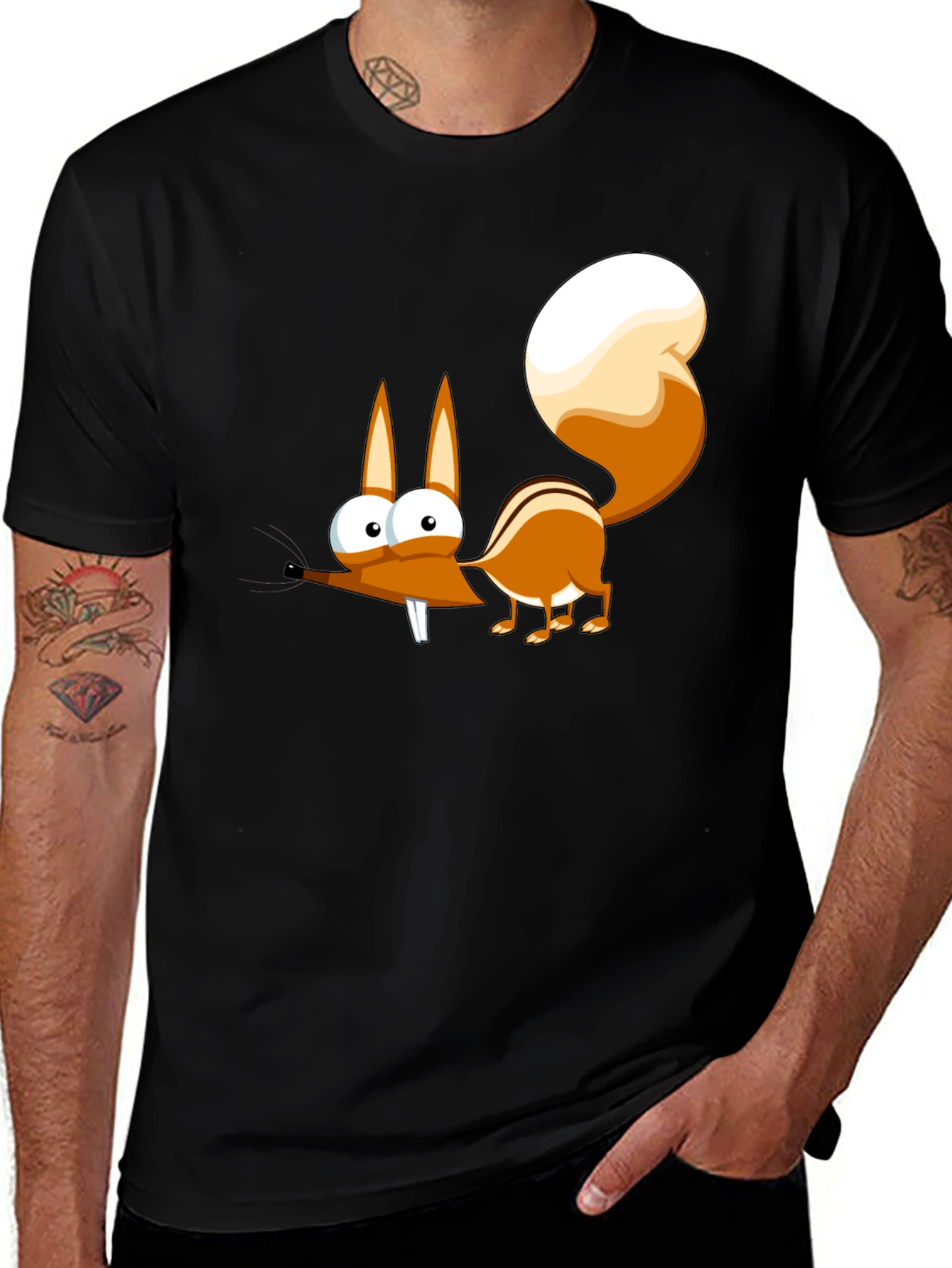 Funny Cartoon Squirrel Graphic T-Shirt