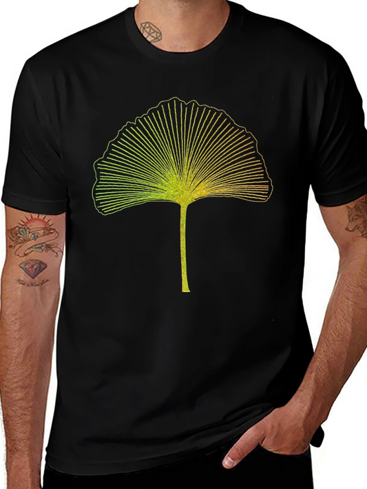 Ginkgo Leaf Graphic Tee - Stylish Black T-Shirt