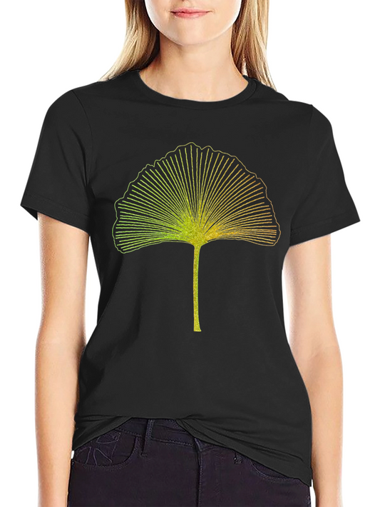 Ginkgo Leaf Graphic Tee - Stylish Black T-Shirt
