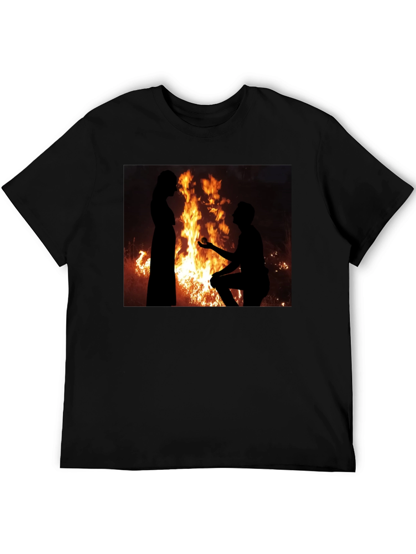 Romantic Proposal Fire Silhouette T-Shirt