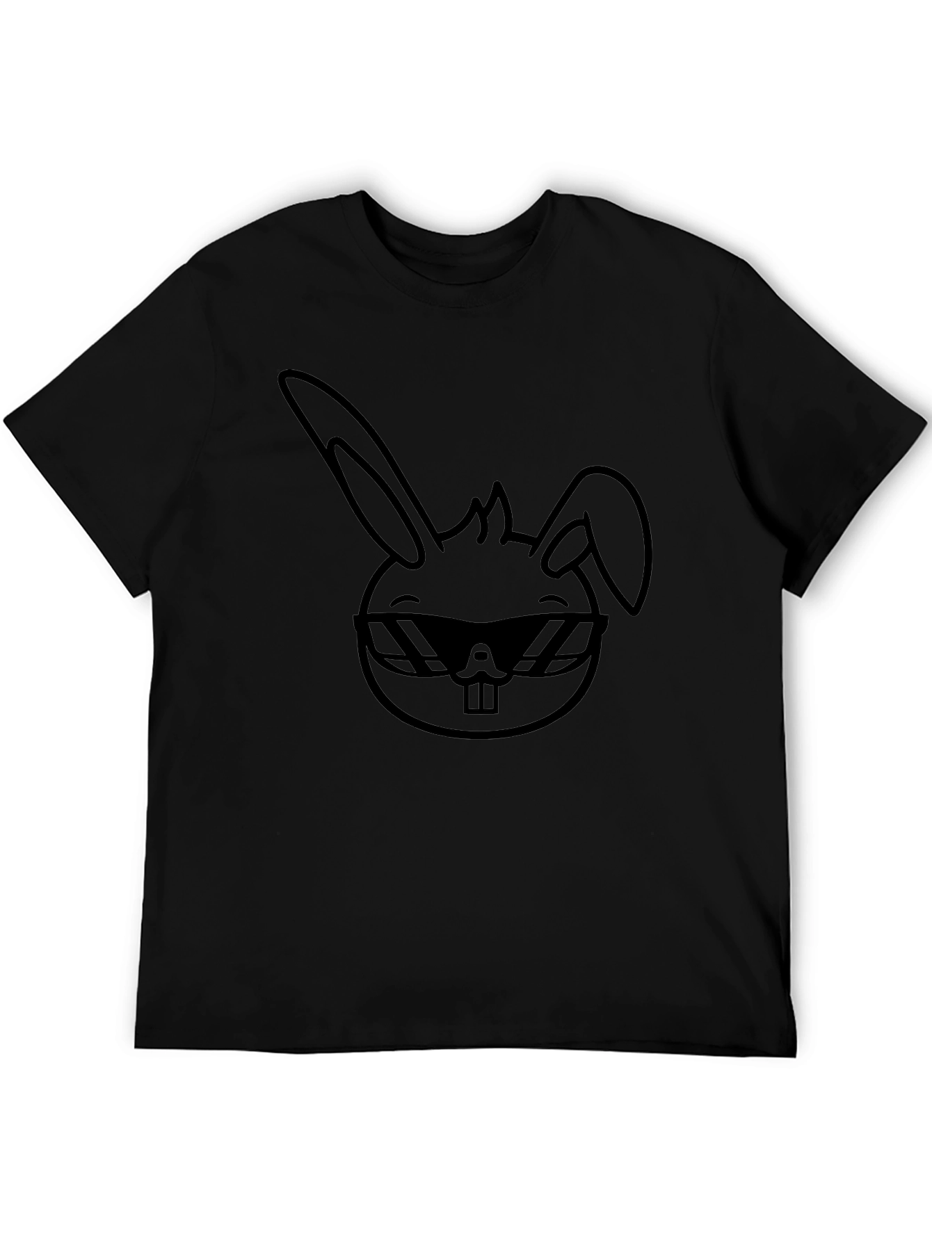 Cool Bunny Graphic Tee - Black Cotton T-Shirt