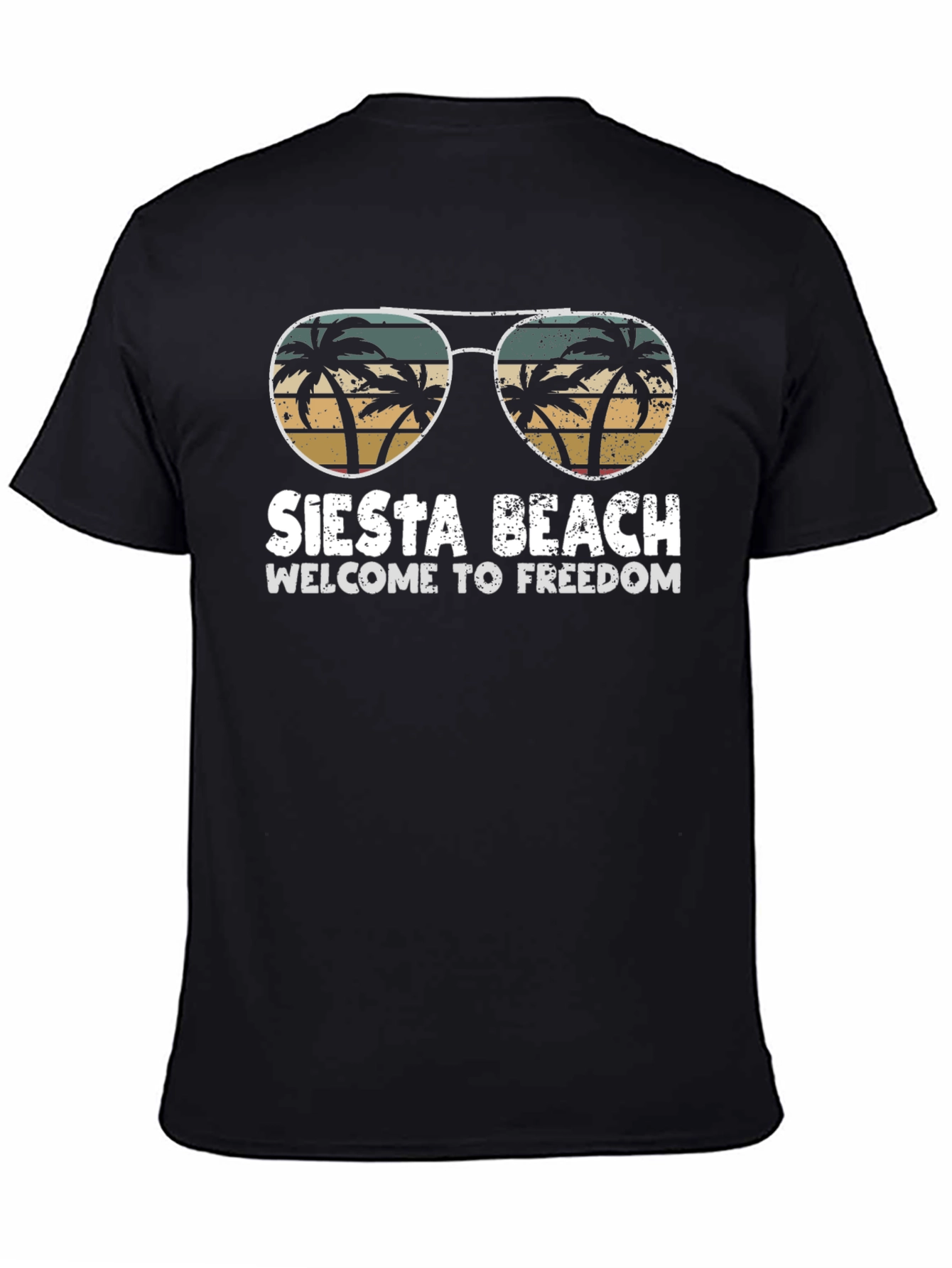 Siesta Beach T-Shirt - Palm Tree Sunglasses Graphic