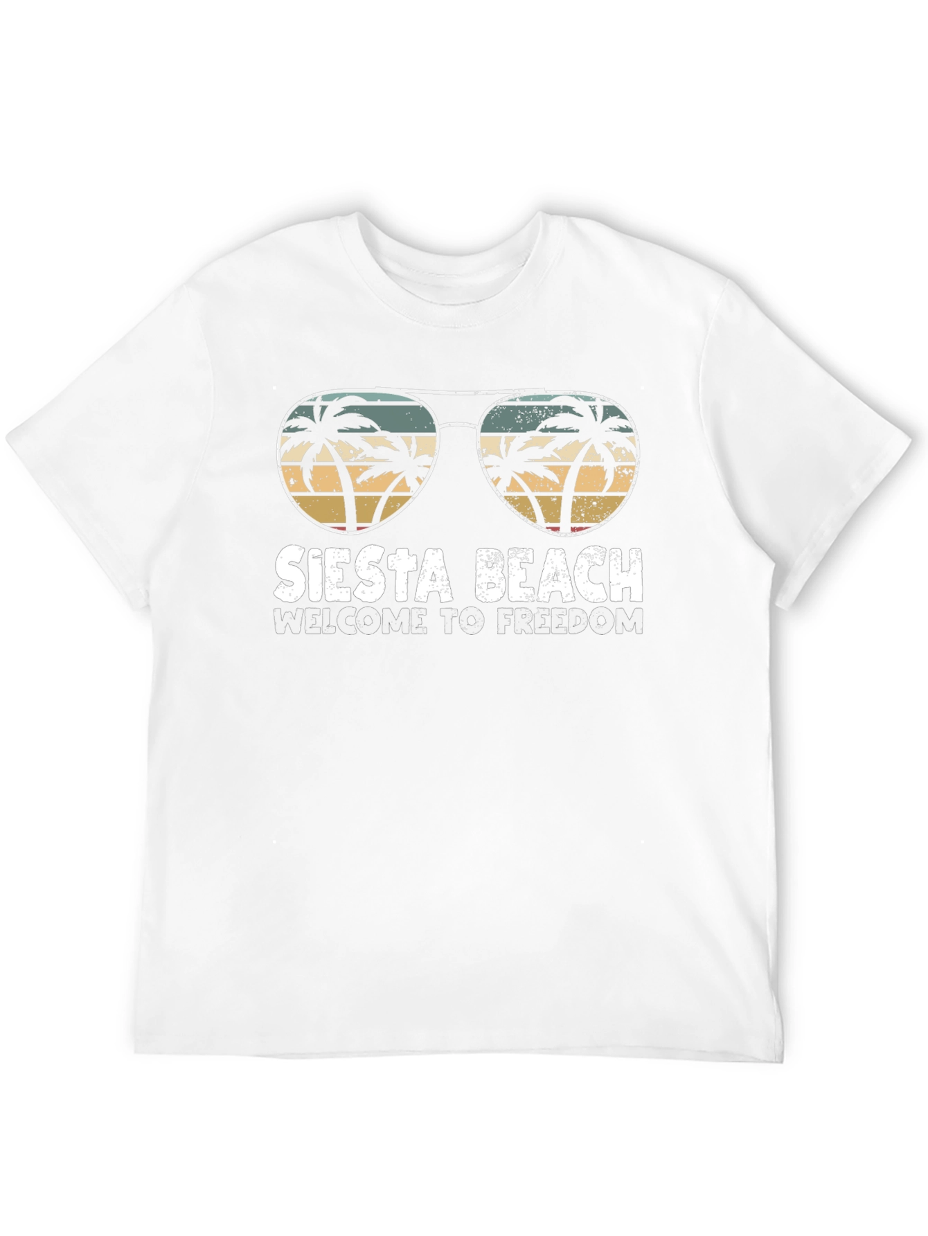 Siesta Beach T-Shirt - Palm Tree Sunglasses Graphic
