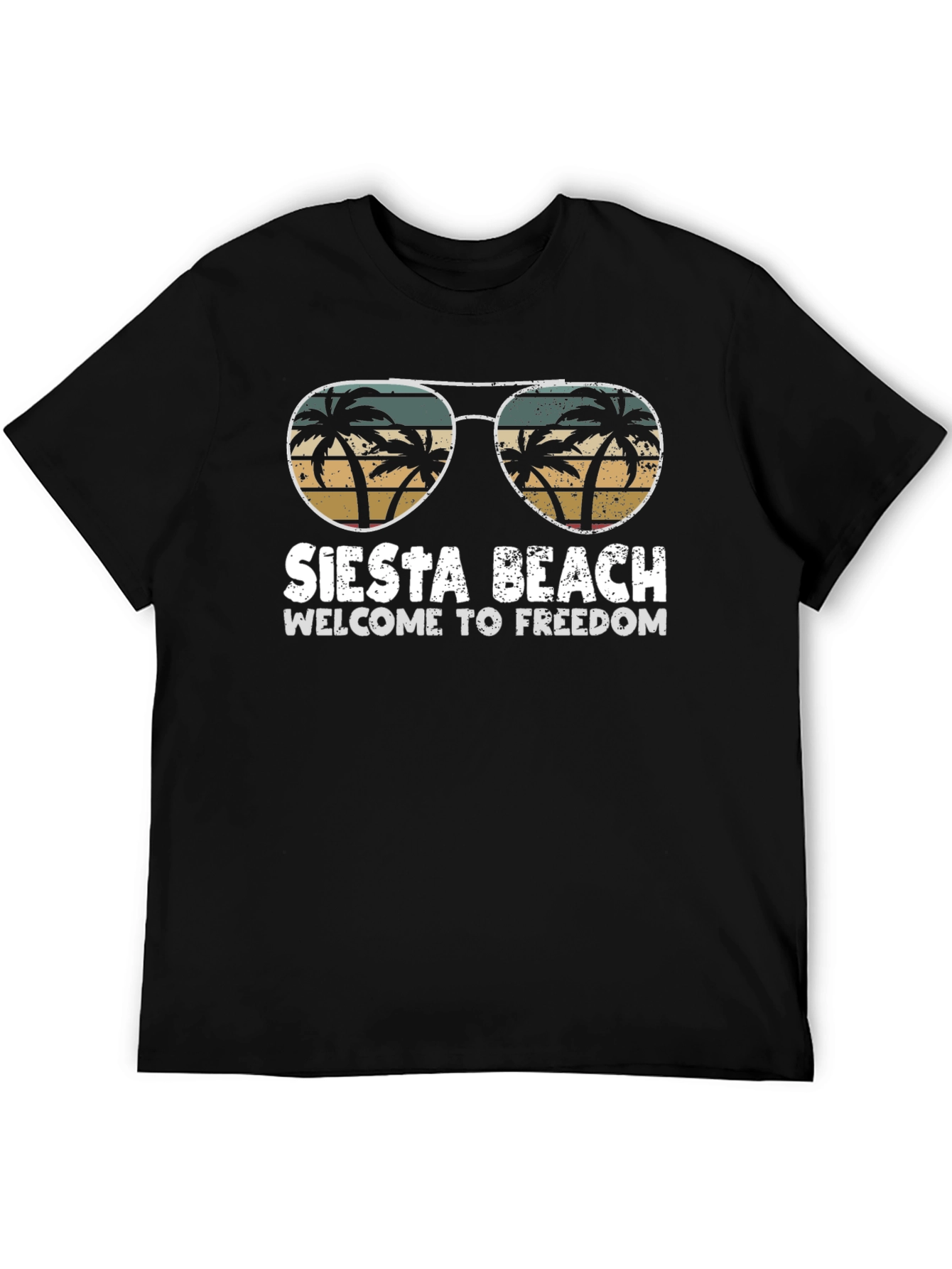 Siesta Beach T-Shirt - Palm Tree Sunglasses Graphic