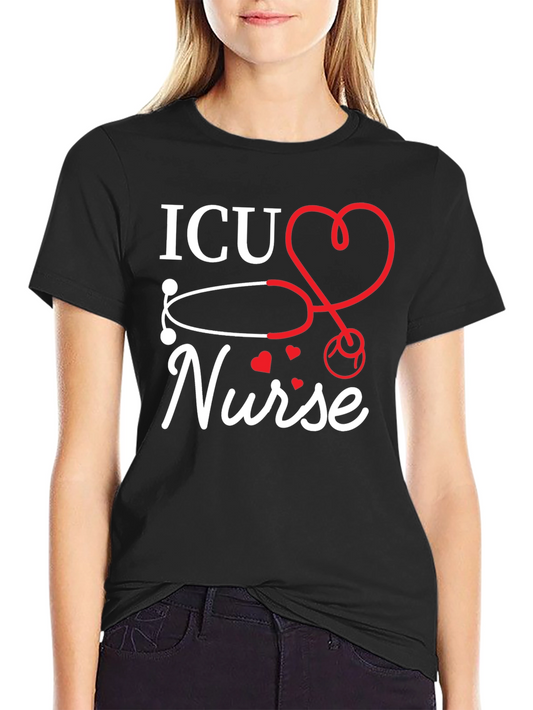 ICU Nurse Stethoscope Heart T-Shirt