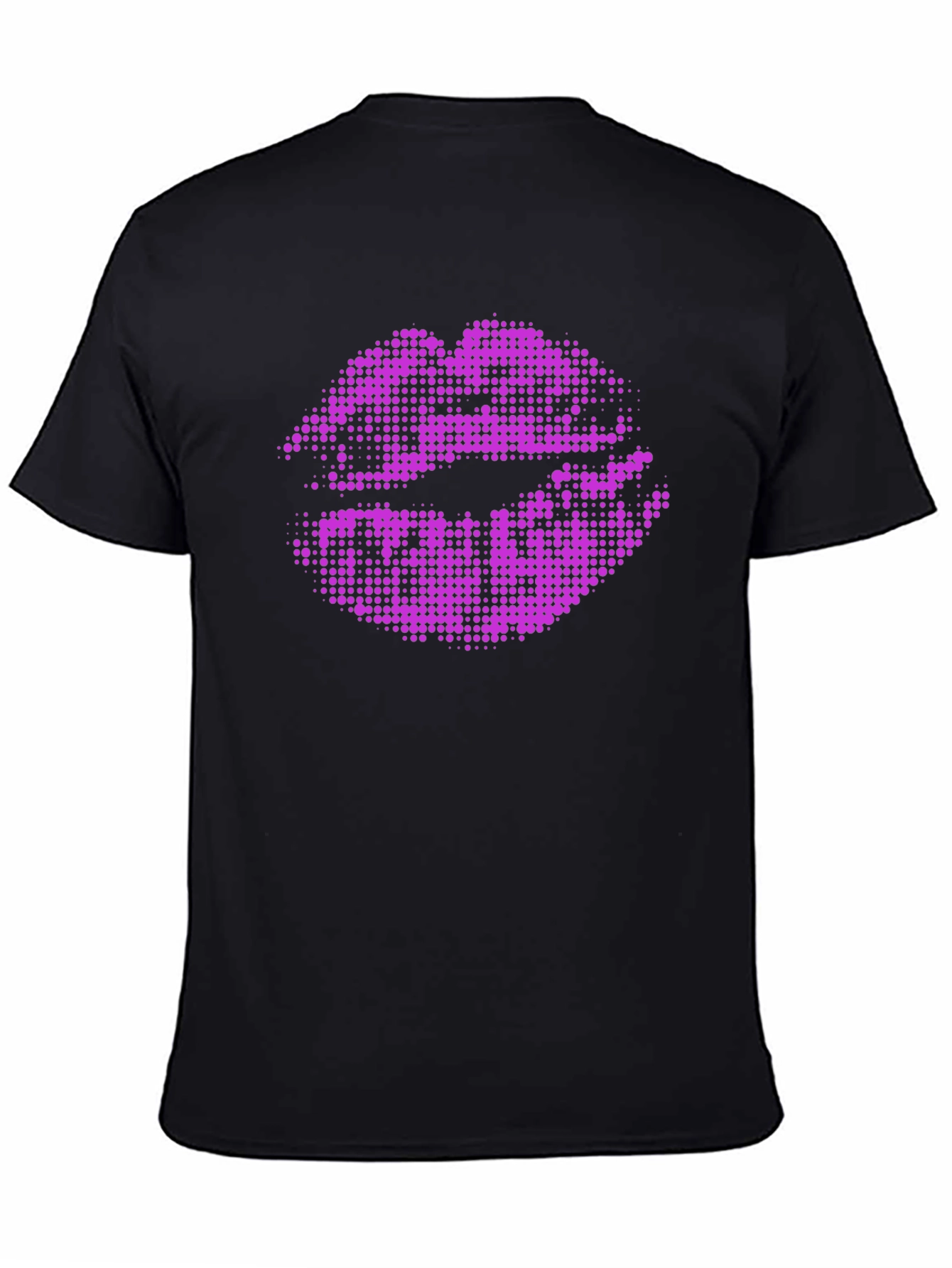 Purple Lips Graphic Black T-Shirt