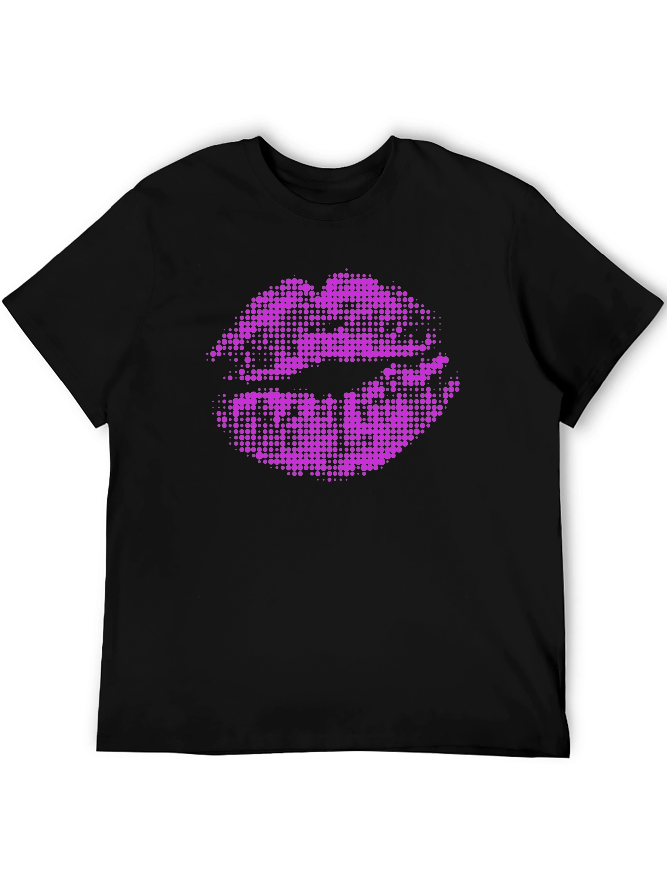 Purple Lips Graphic Black T-Shirt