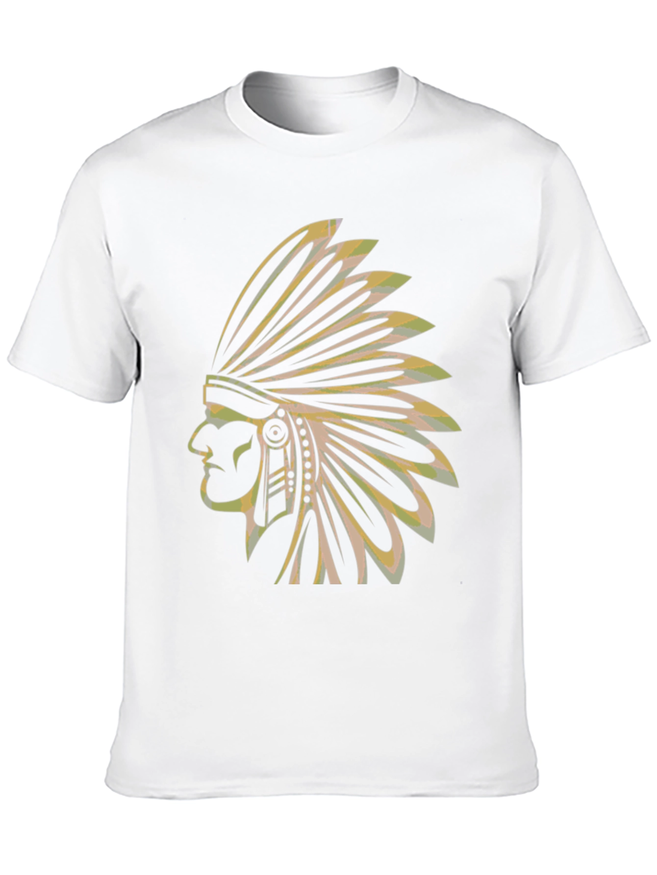 Mens Black T-Shirt with Native American Chief Graphic