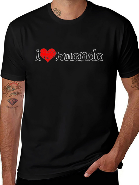 I Love Rwanda Tee - Black Graphic T-Shirt
