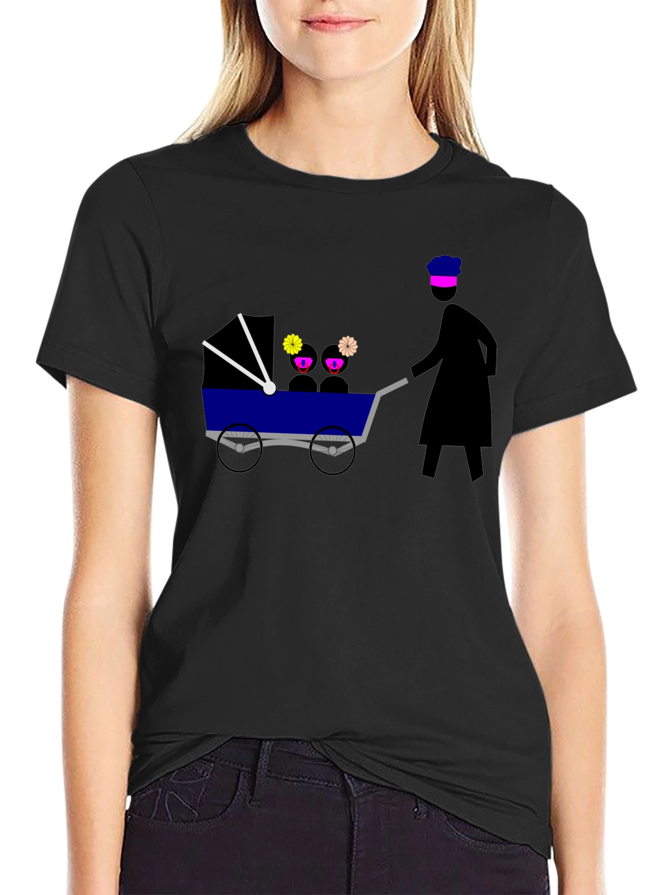 Novelty Graphic Tee - Silhouette Pushing Stroller
