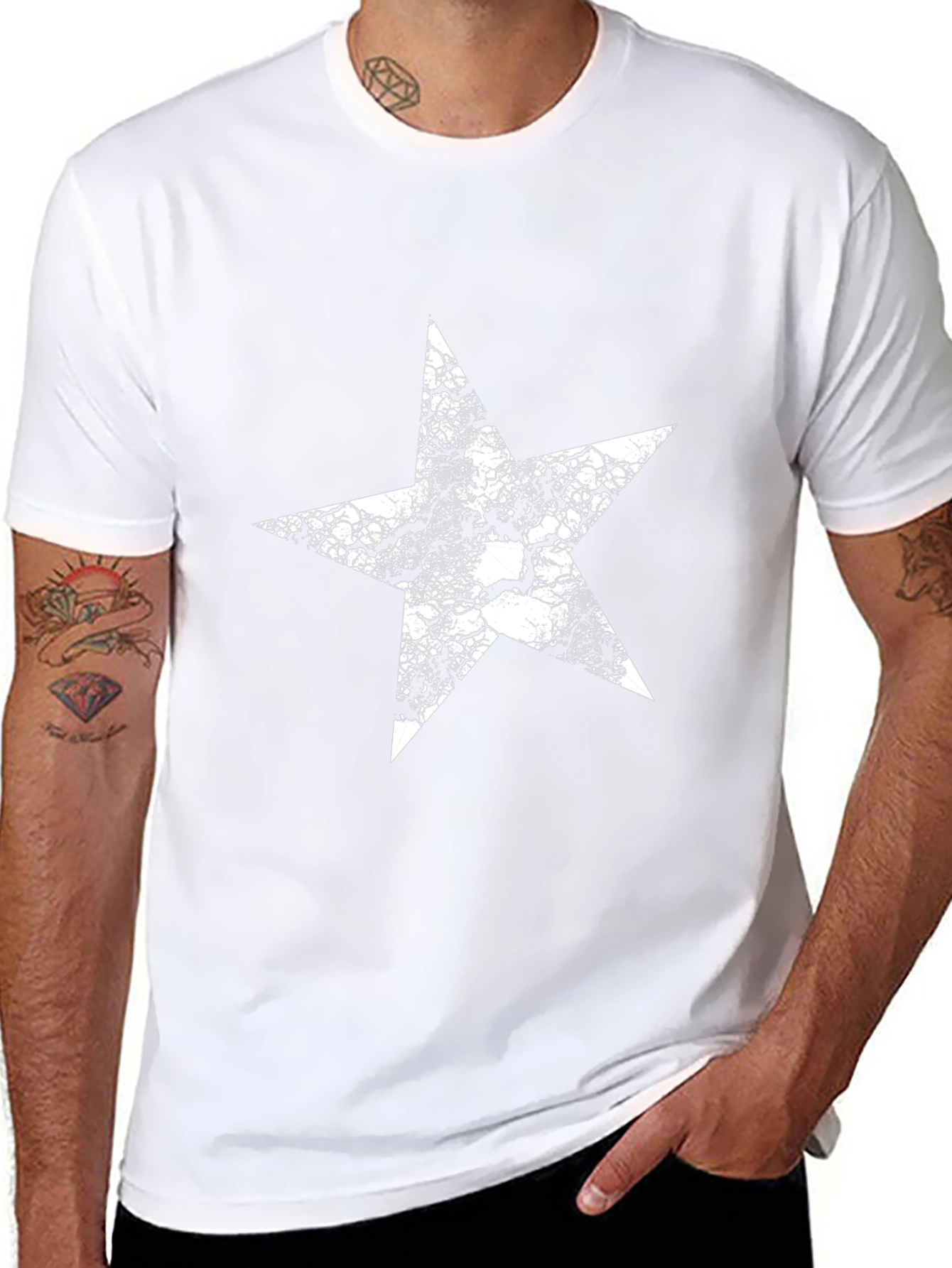 Star Graphic Tee - Black Cotton T-Shirt